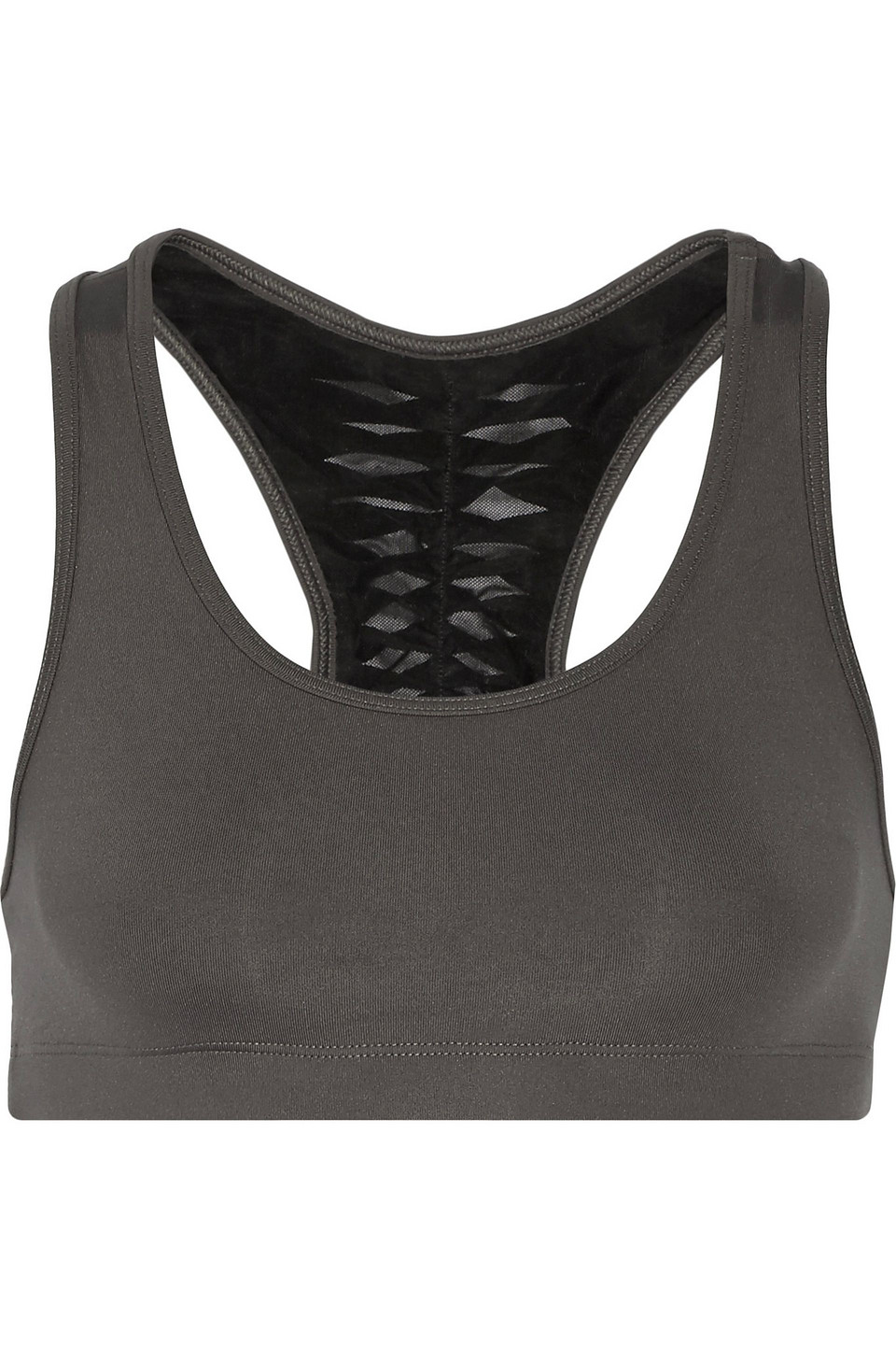 koral - vision layered mesh smocked crepe sports bra - green - xs