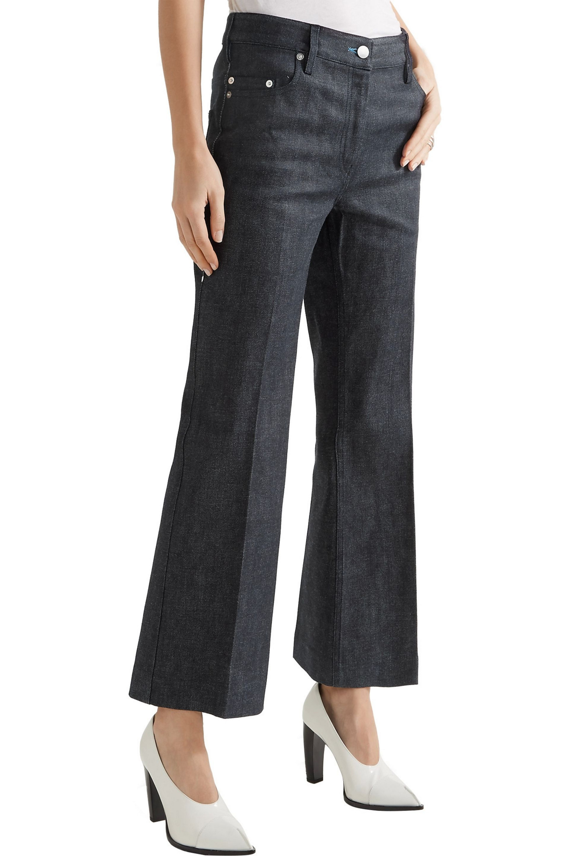 Calvin Klein Collection Cropped mid-rise flared jeans