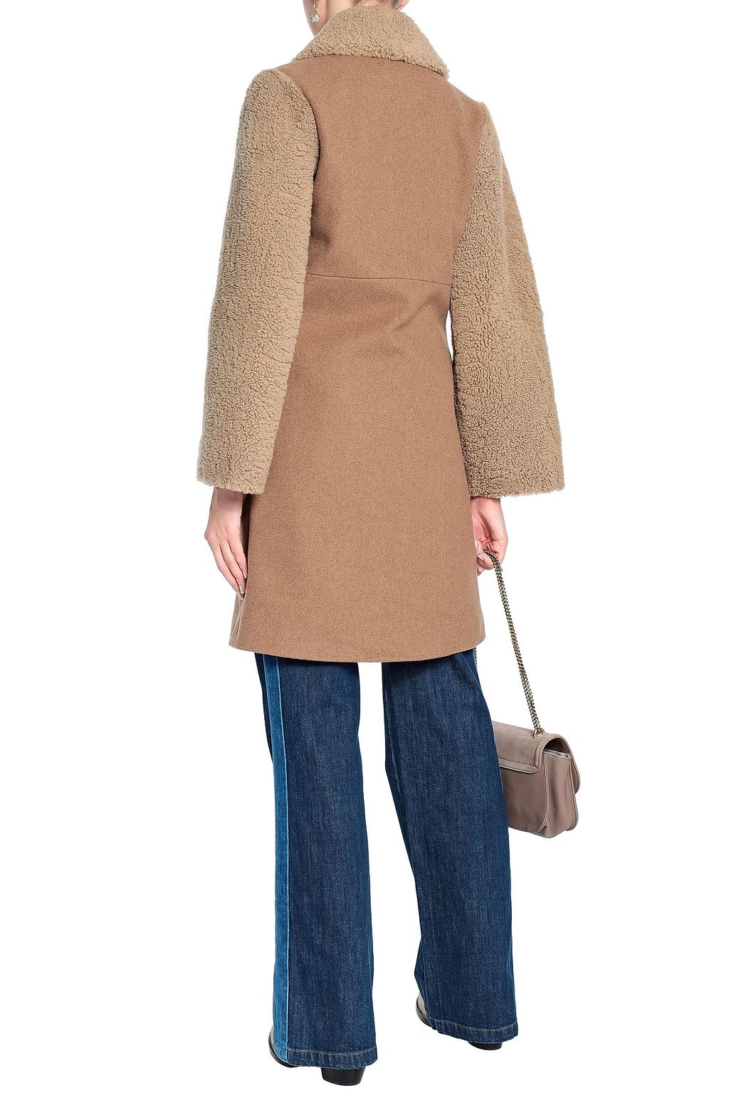 SEE BY CHLOÉ Shearling-paneled wool-blend coat