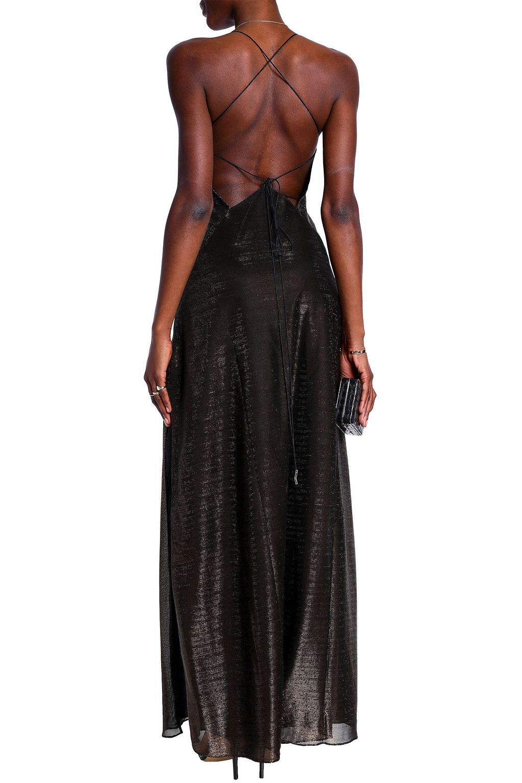 MICHAEL LO SORDO Open-back lamé gown