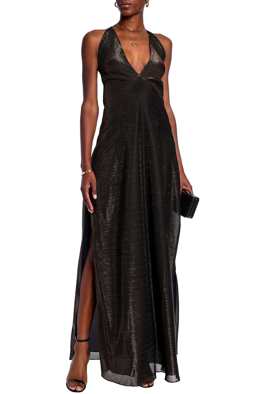 MICHAEL LO SORDO Open-back lamé gown