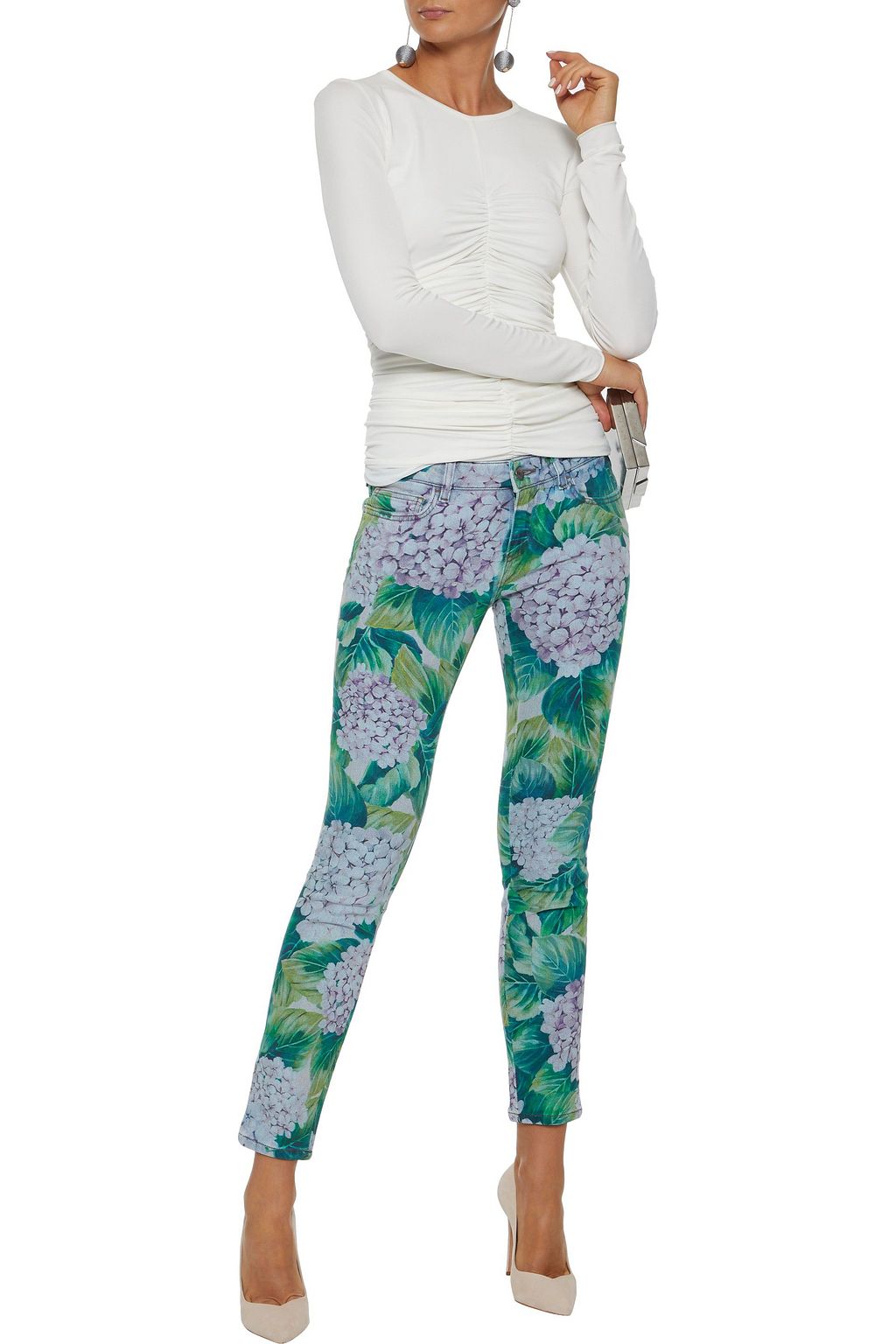 DOLCE&GABBANA Floral-print low-rise skinny jeans