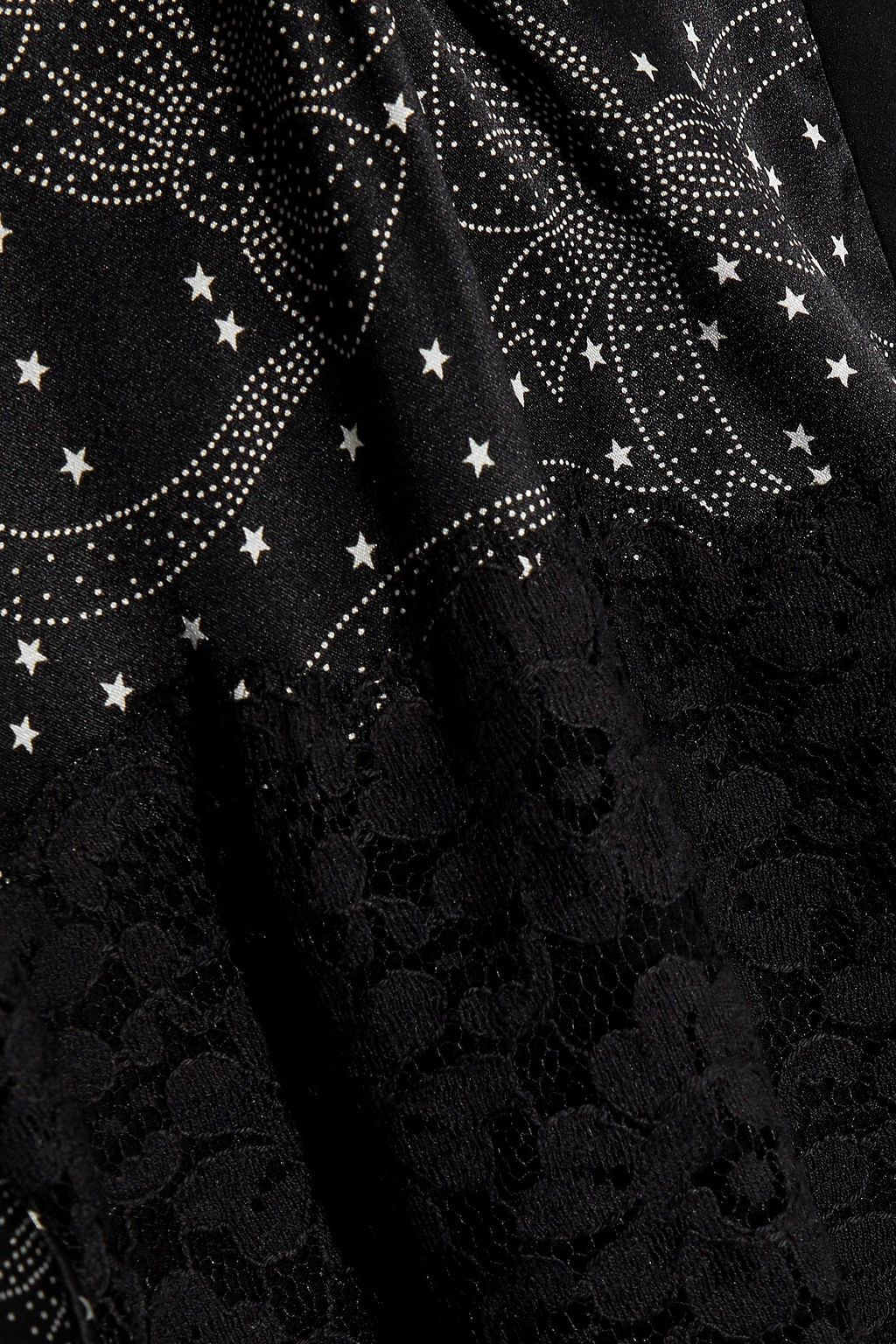 DOLCE&GABBANA Lace-paneled printed satin and silk-blend kimono