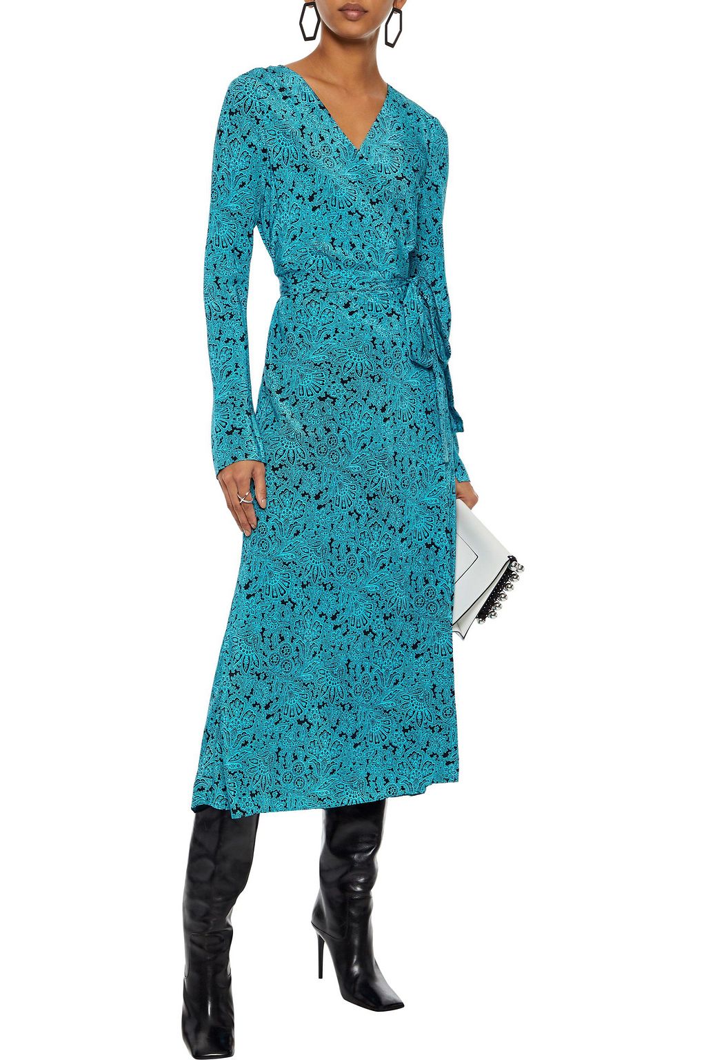DIANE VON FURSTENBERG Tilly printed silk crepe de chine midi wrap dress