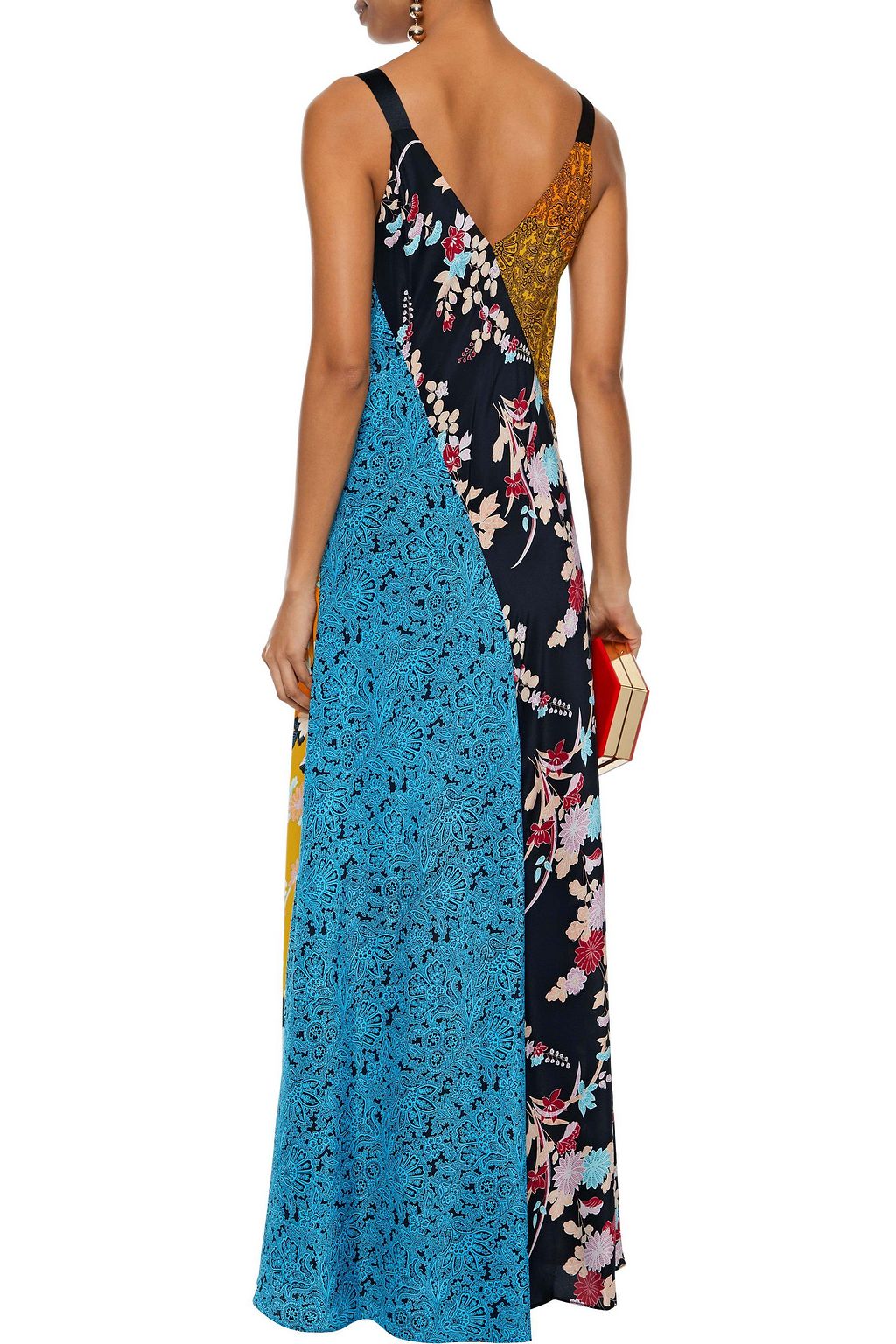 DIANE VON FURSTENBERG Paneled printed silk maxi dress