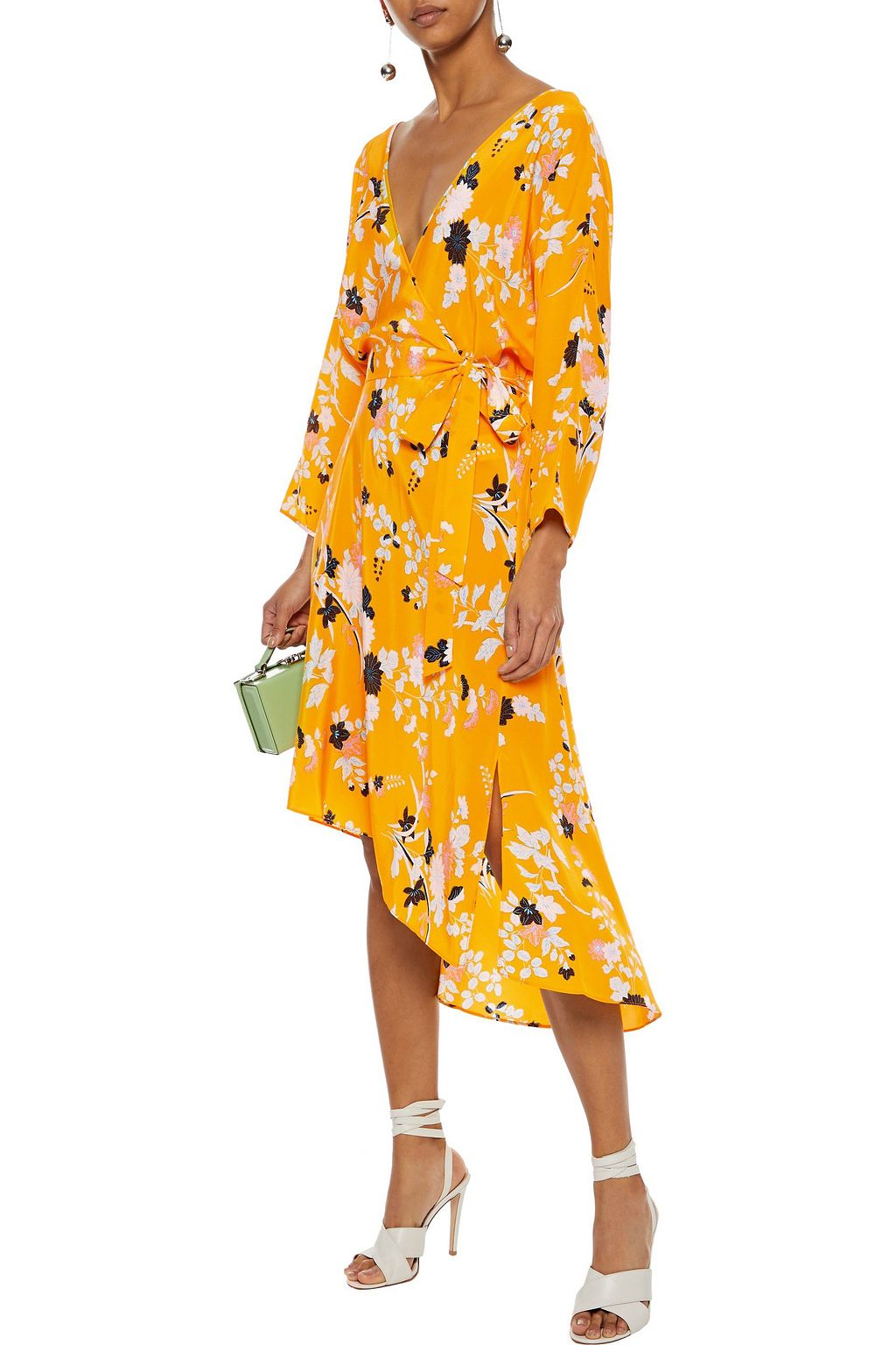 eloise asymmetric hem midi silk dress