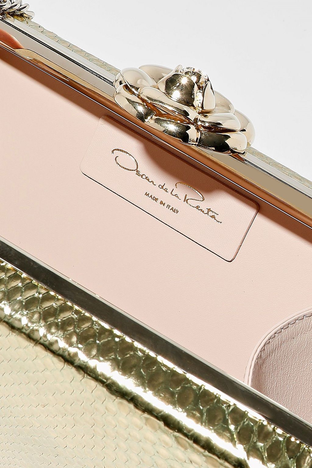 OSCAR DE LA RENTA Metallic python clutch