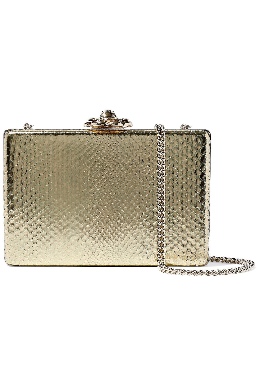 OSCAR DE LA RENTA Metallic python clutch