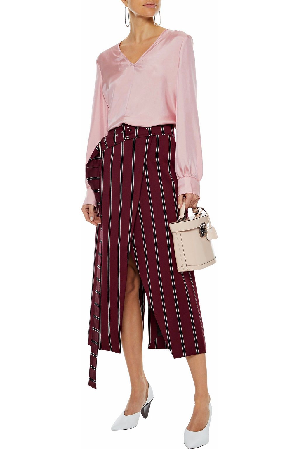 TIBI Mendini open-back satin-twill blouse