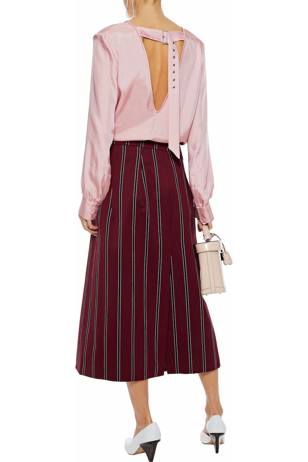 TIBI Mendini open-back satin-twill blouse