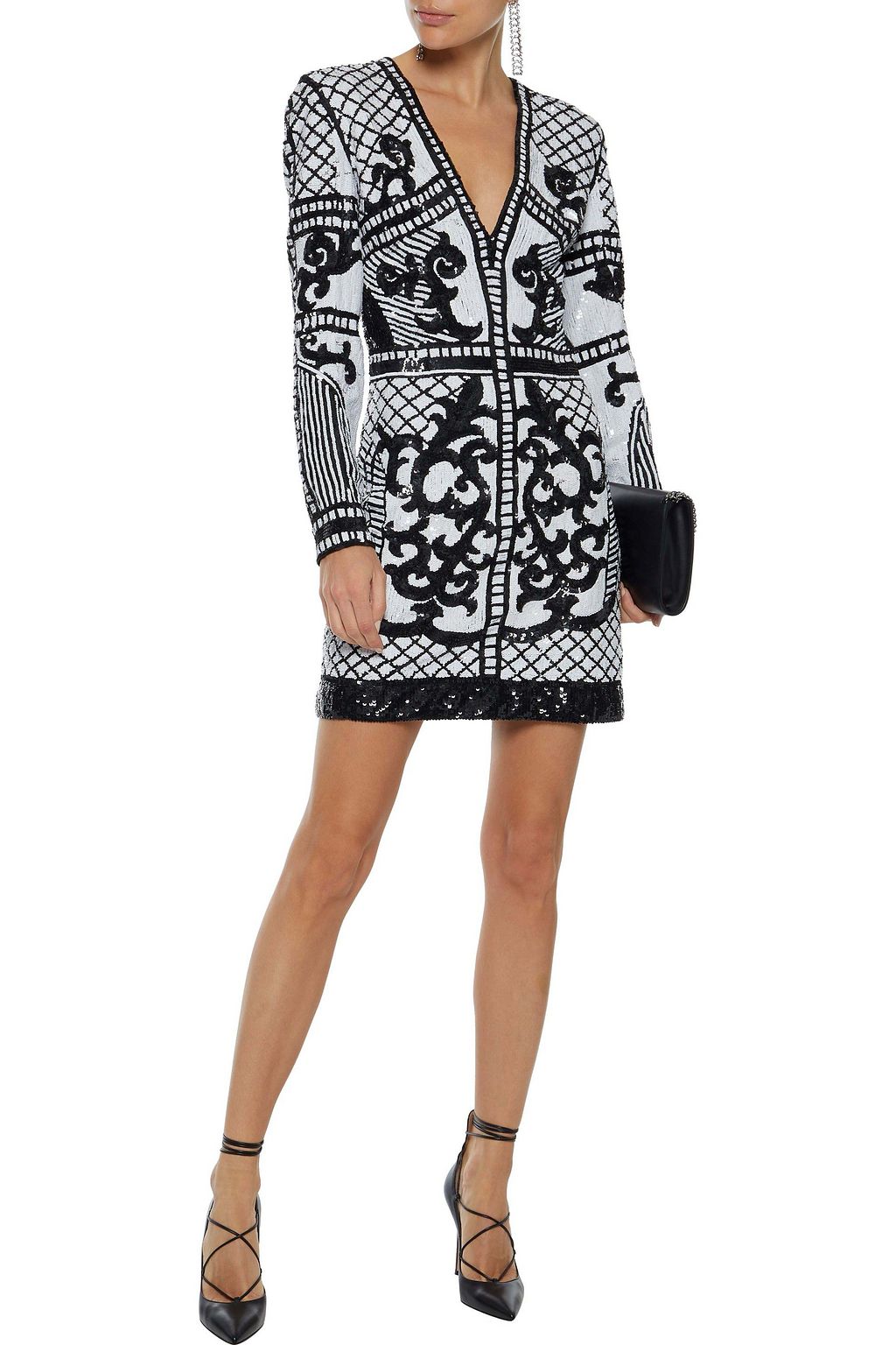 BALMAIN Sequined crepe mini dress
