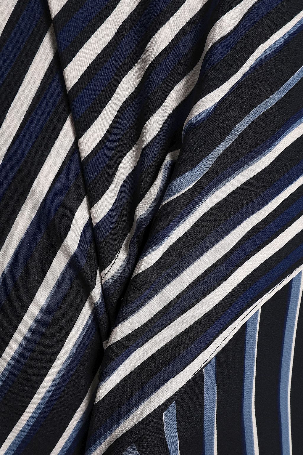DIANE VON FURSTENBERG Wrap-effect striped stretch-silk midi skirt