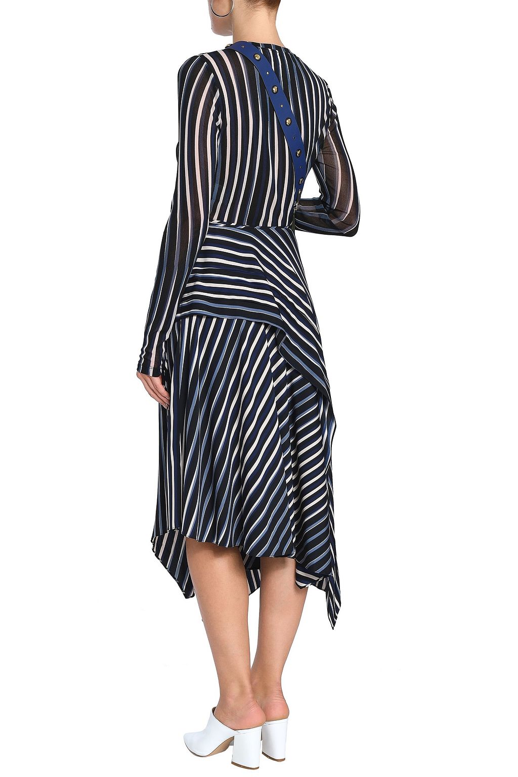 DIANE VON FURSTENBERG Wrap-effect striped stretch-silk midi skirt