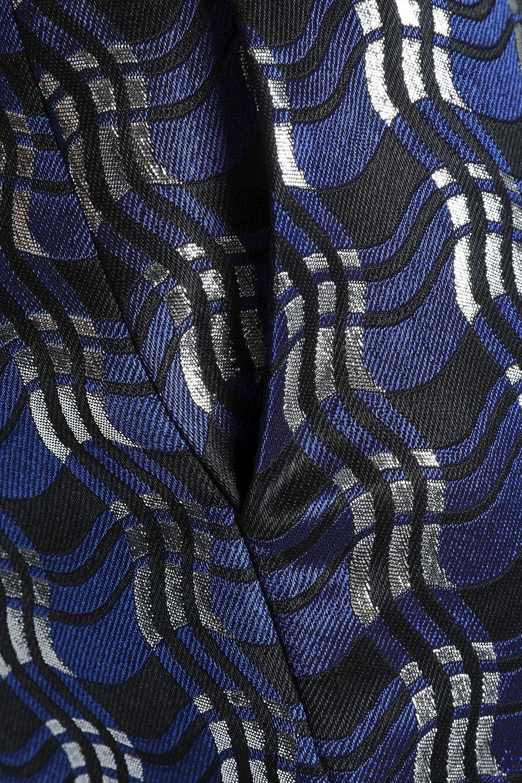 DIANE VON FURSTENBERG Metallic-jacquard slim-leg pants
