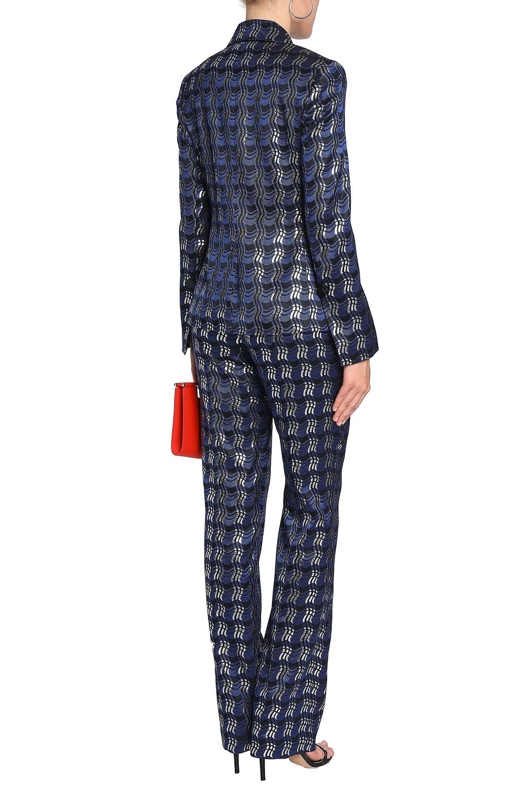 DIANE VON FURSTENBERG Metallic-jacquard slim-leg pants
