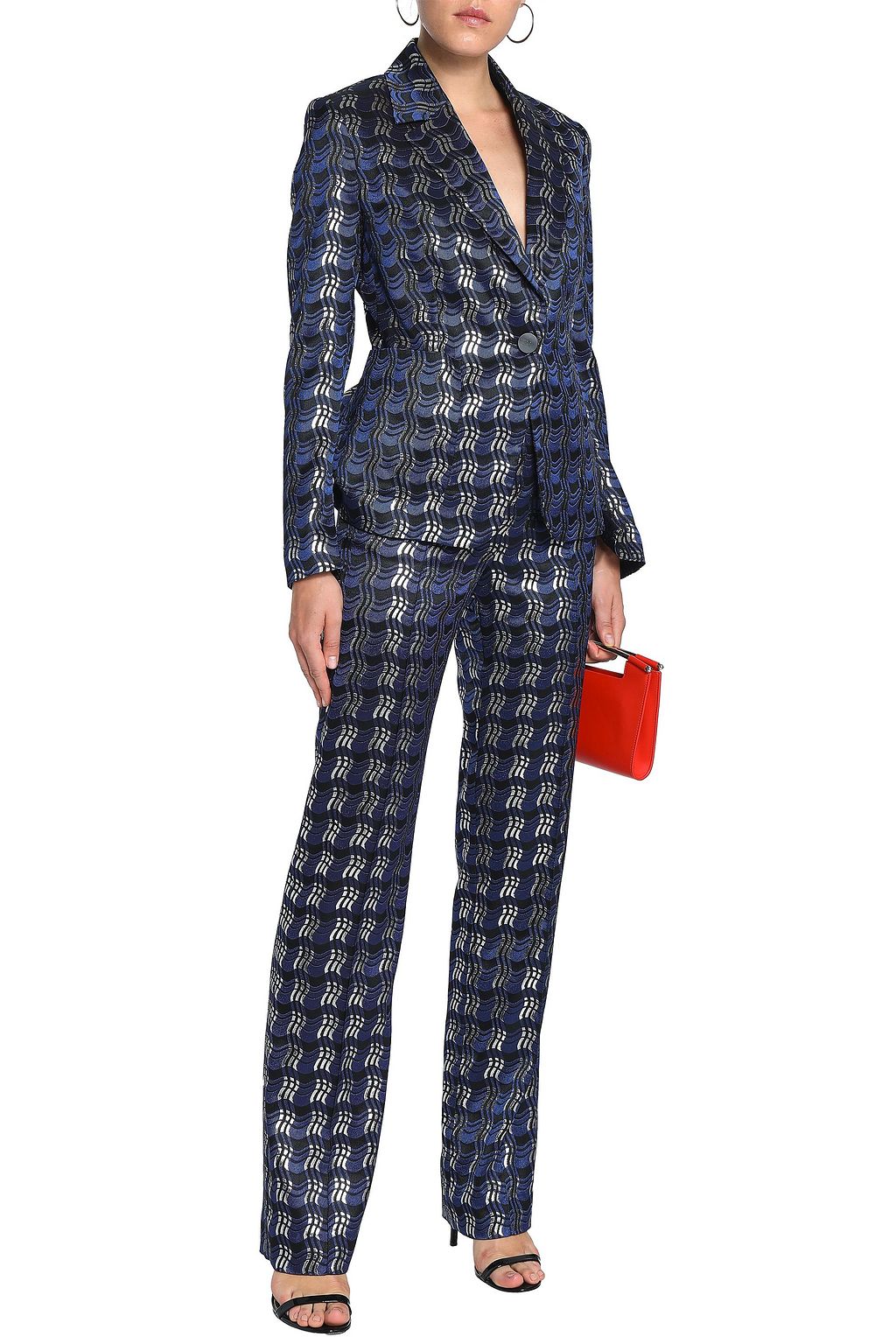 DIANE VON FURSTENBERG Metallic-jacquard slim-leg pants