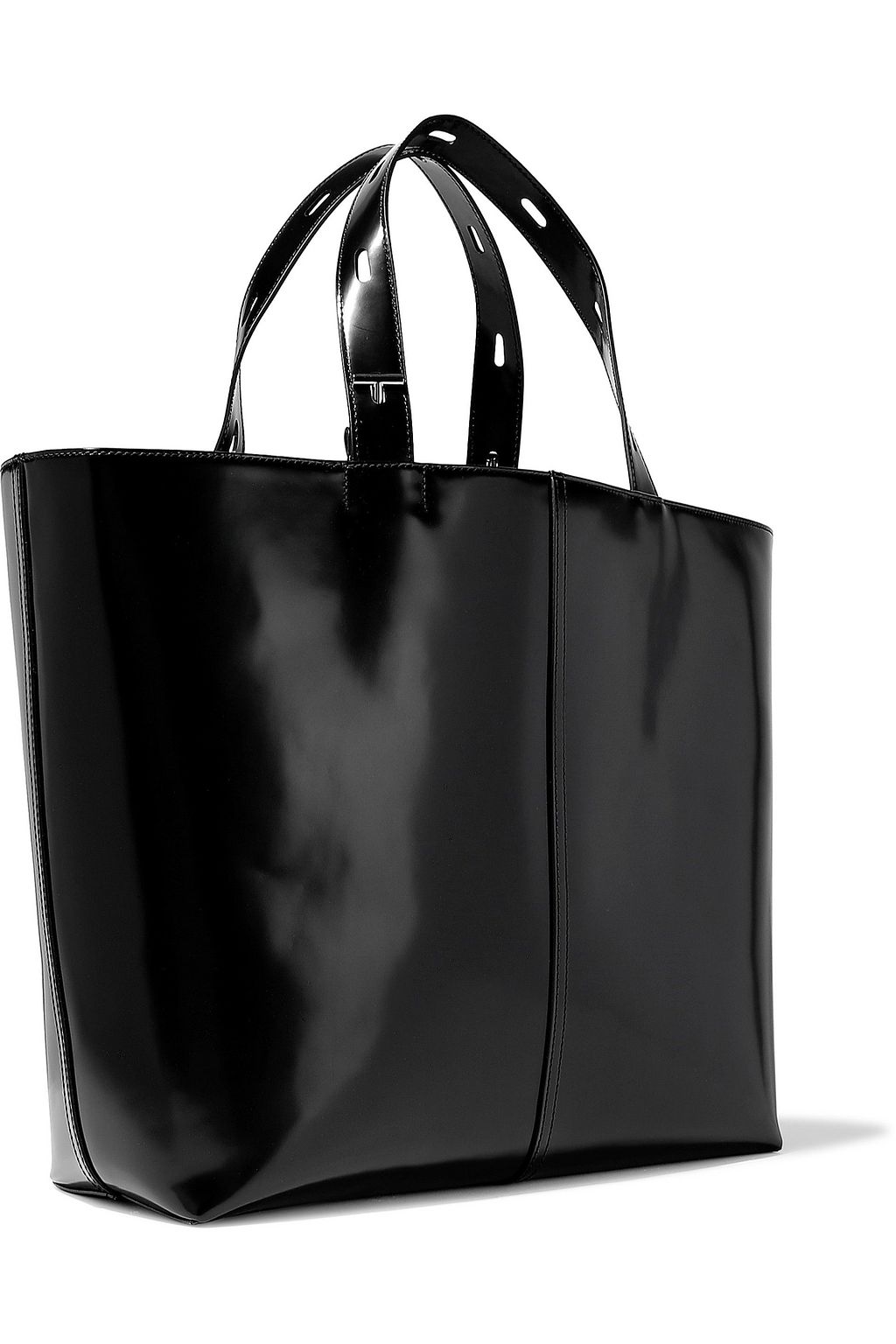 KARA Betty large glossed-leather tote
