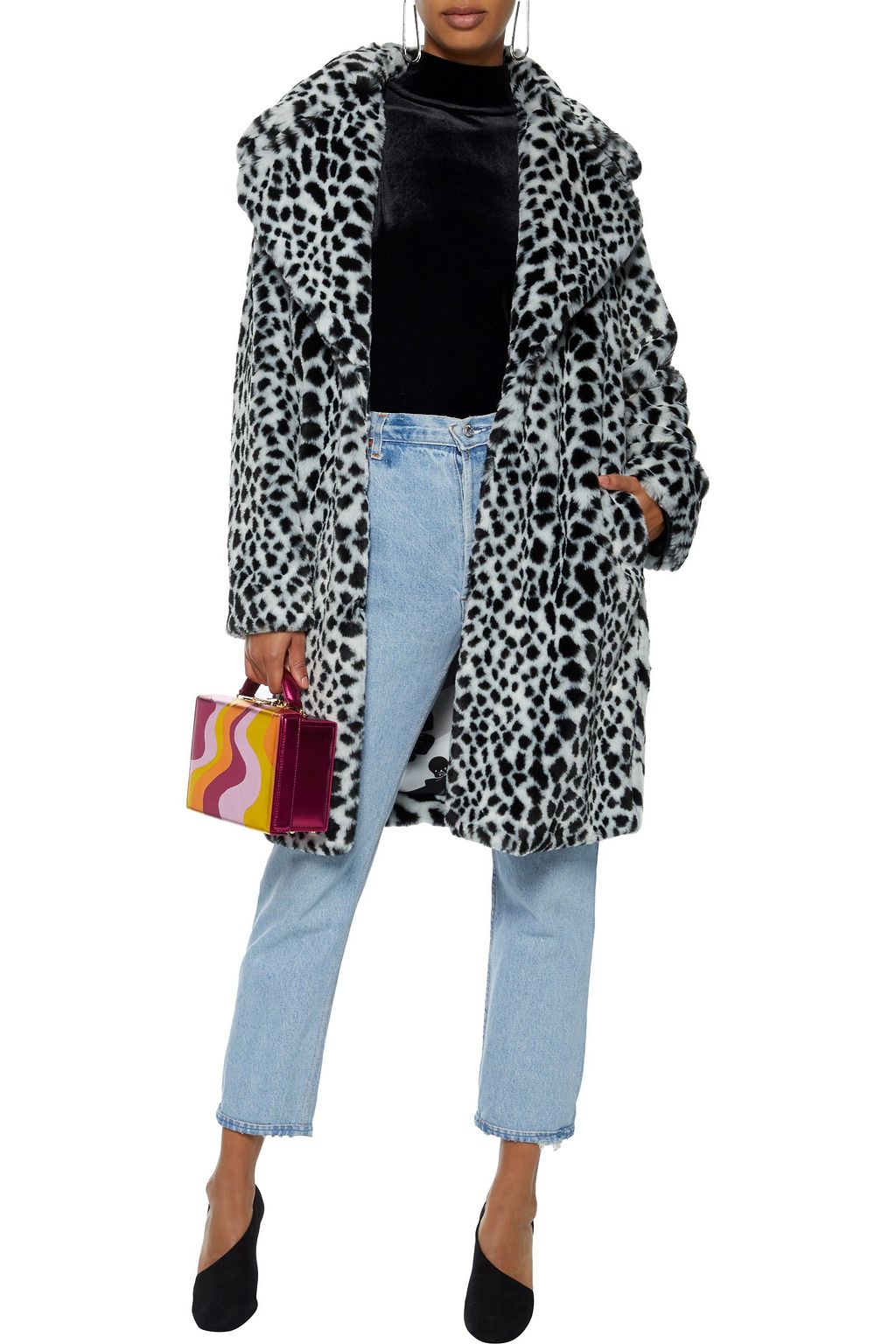AINEA Printed faux fur coat