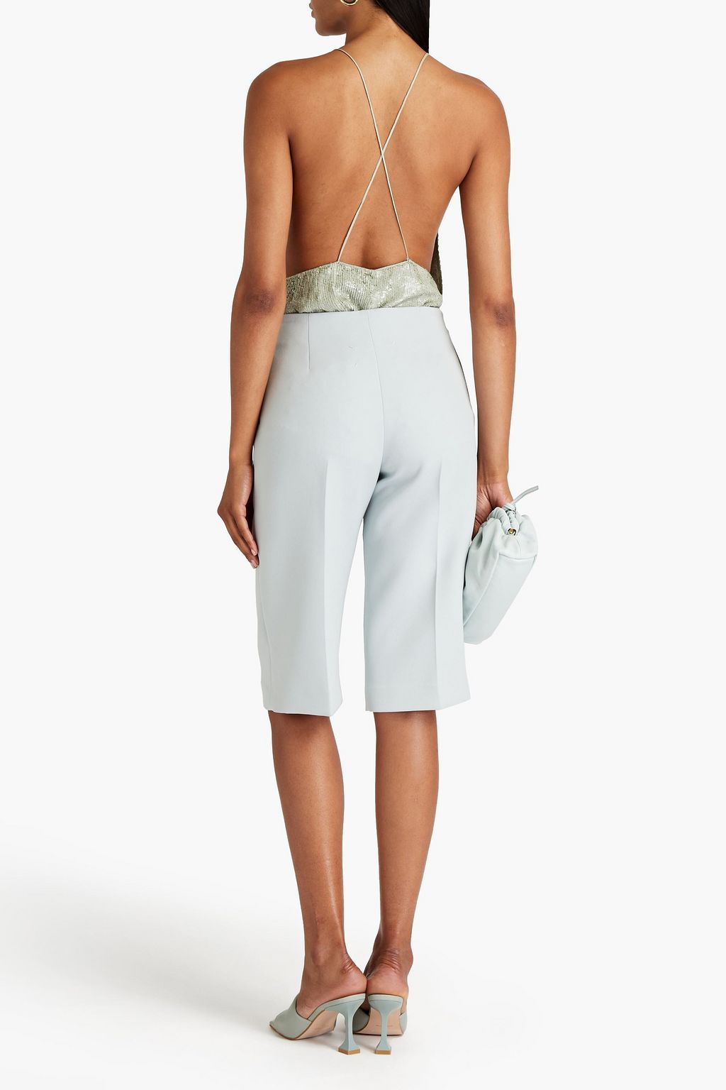 VALENTINO GARAVANI Open-back sequined silk-chiffon playsuit