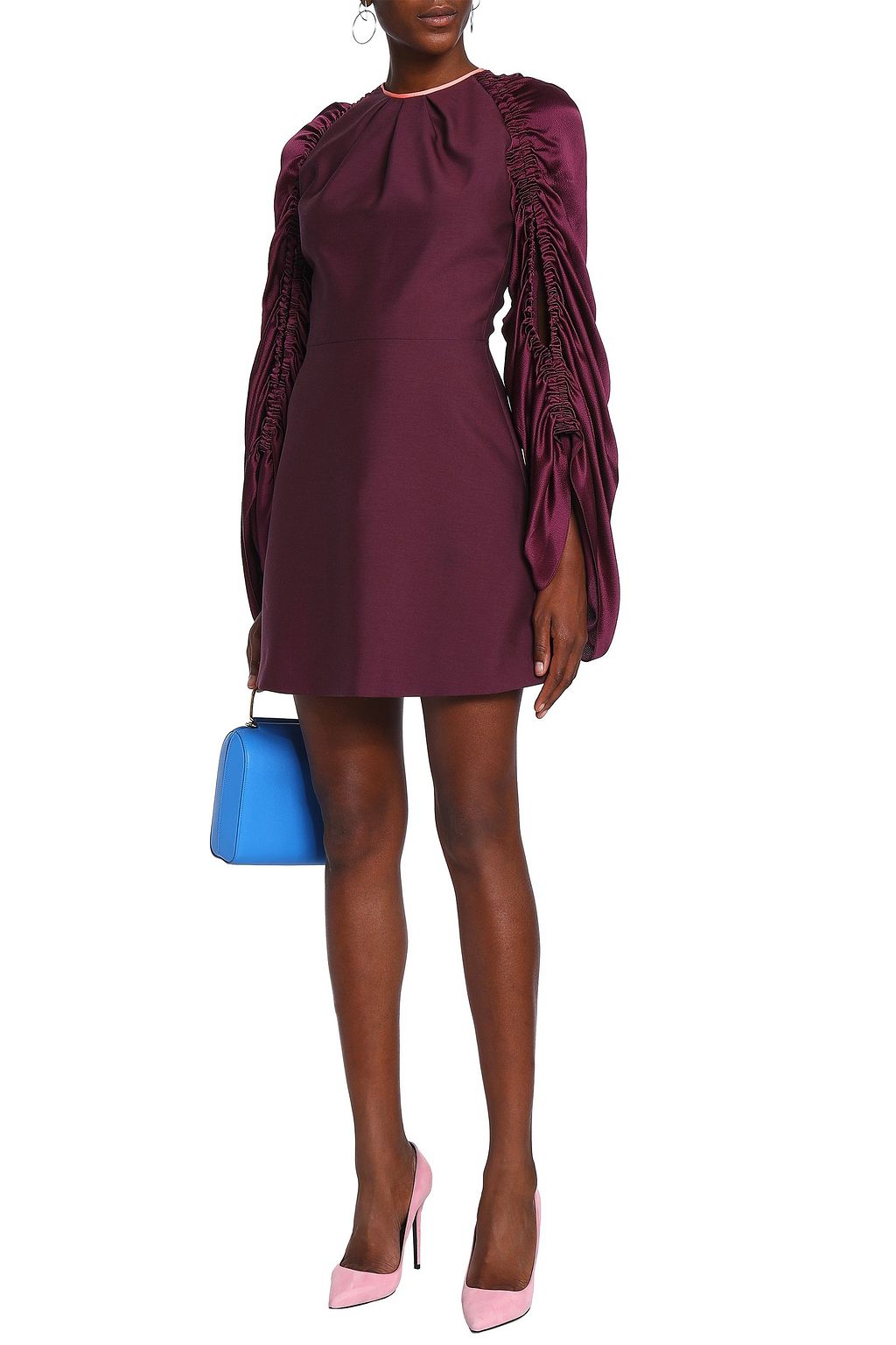 ROKSANDA Misa hammered satin-paneled silk and mohair-blend mini dress