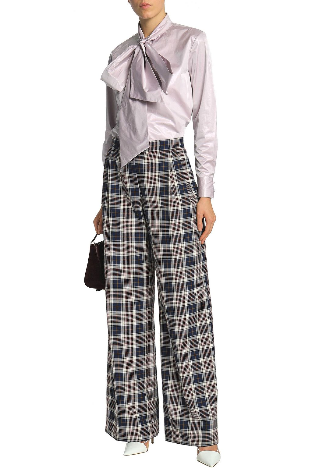 TORY BURCH Checked woven wide-leg pants