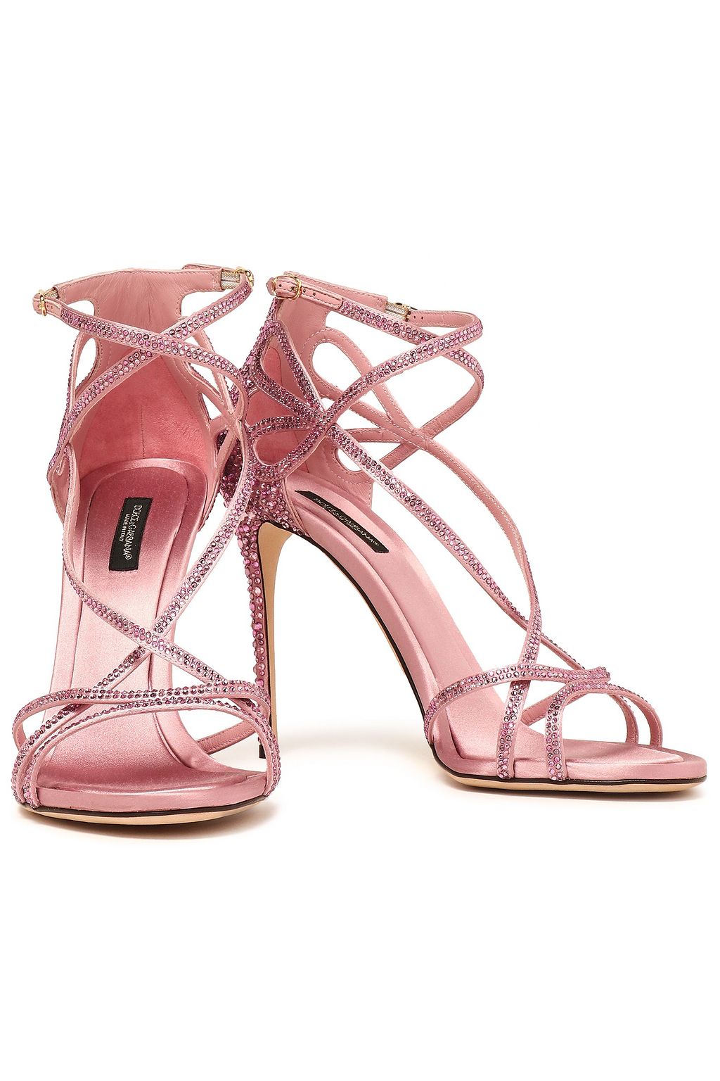 DOLCE&GABBANA Keira crystal-embellished cutout satin sandals