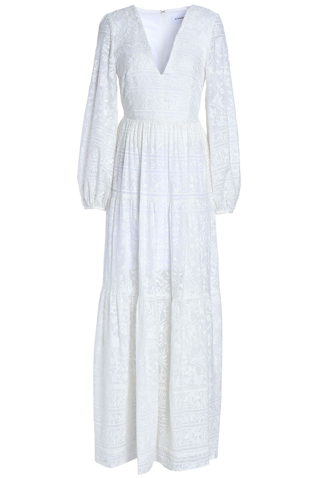 embroidered cotton maxi dress