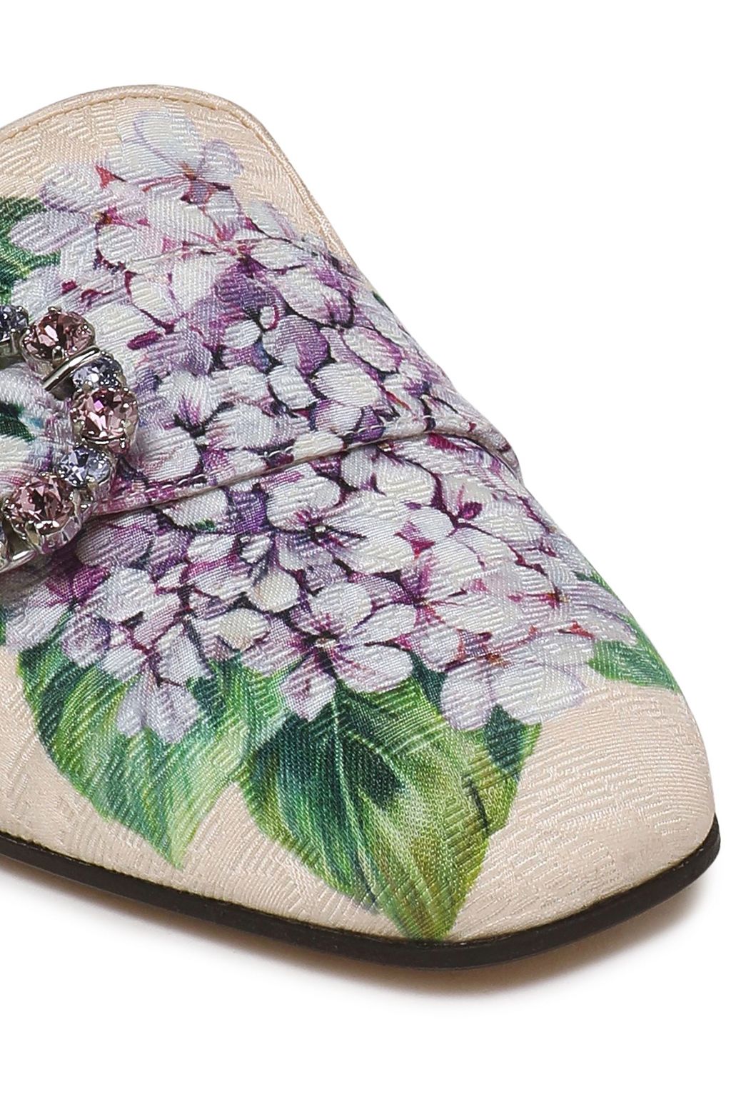 DOLCE&GABBANA Embellished floral-jacquard slippers
