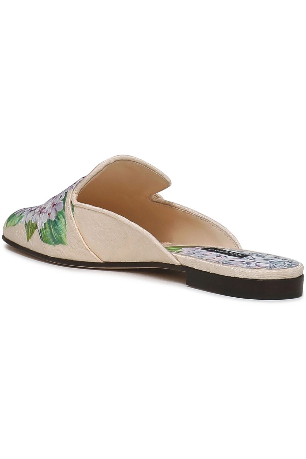 DOLCE&GABBANA Embellished floral-jacquard slippers