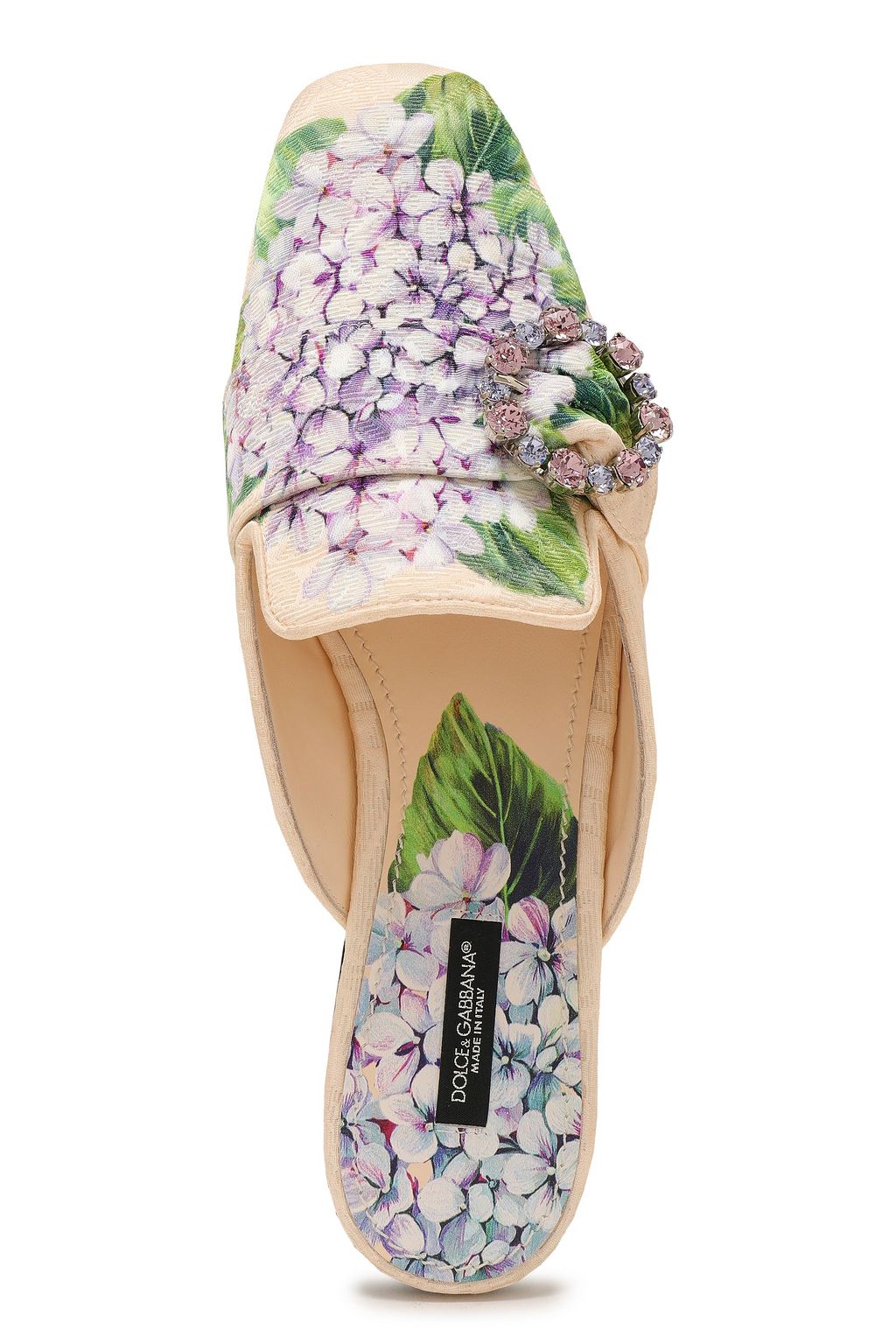 DOLCE&GABBANA Embellished floral-jacquard slippers