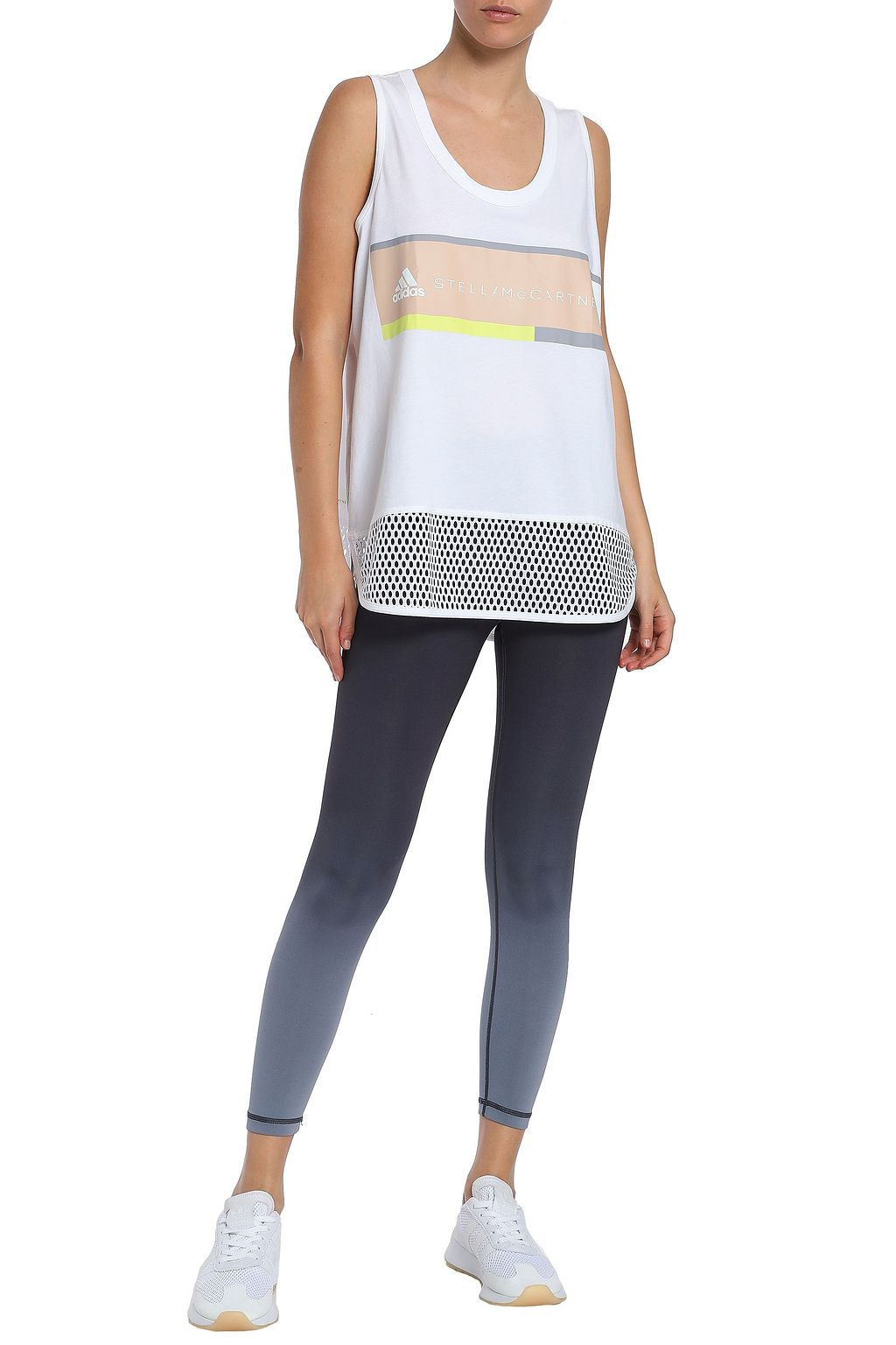 ADIDAS BY STELLA MCCARTNEY Mesh-paneled cotton-jersey tank