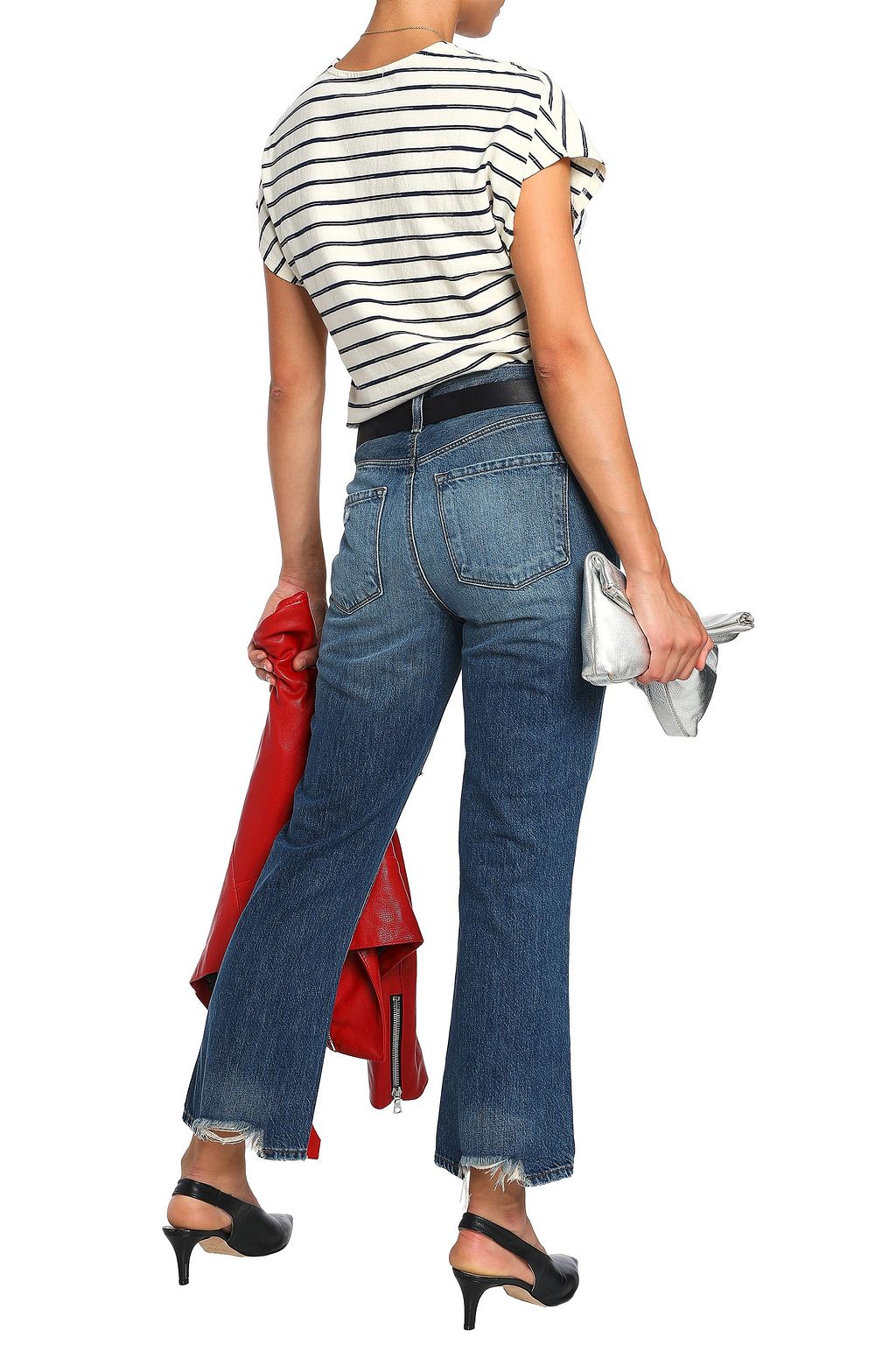 J BRAND Aubrie distressed high-rise kick-flare jeans