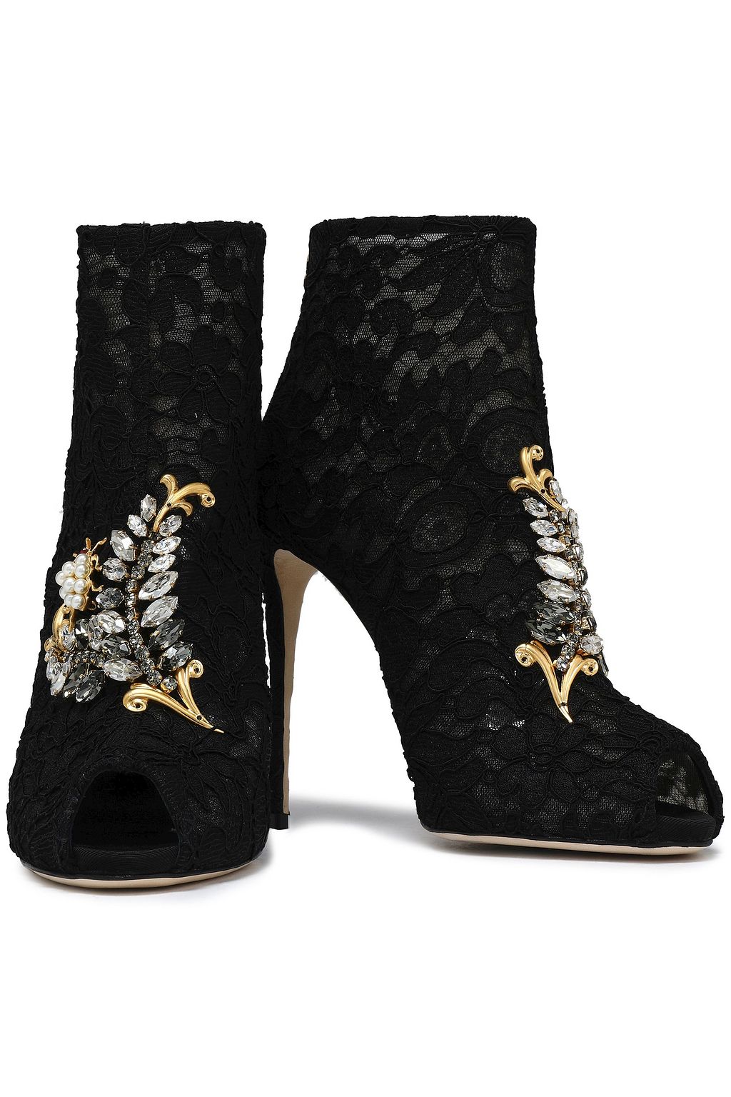 DOLCE&GABBANA Embellished lace ankle boots