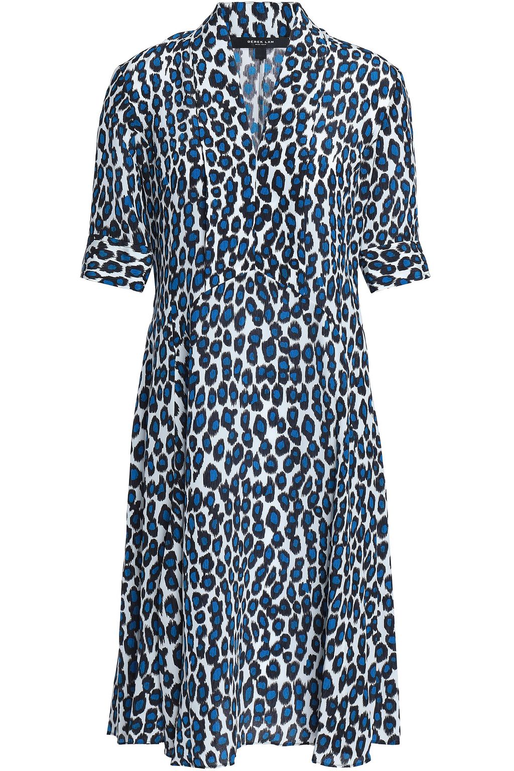 blue leopard print shirt dress