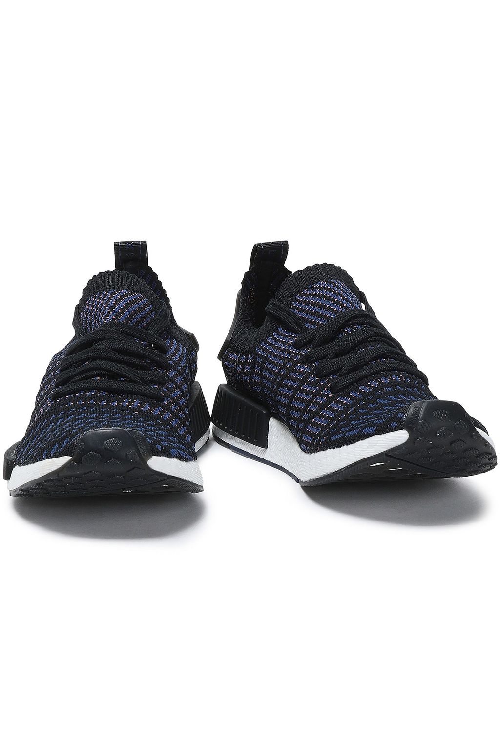 ADIDAS ORIGINALS NMD R1 leather-trimmed jacquard-knit sneakers