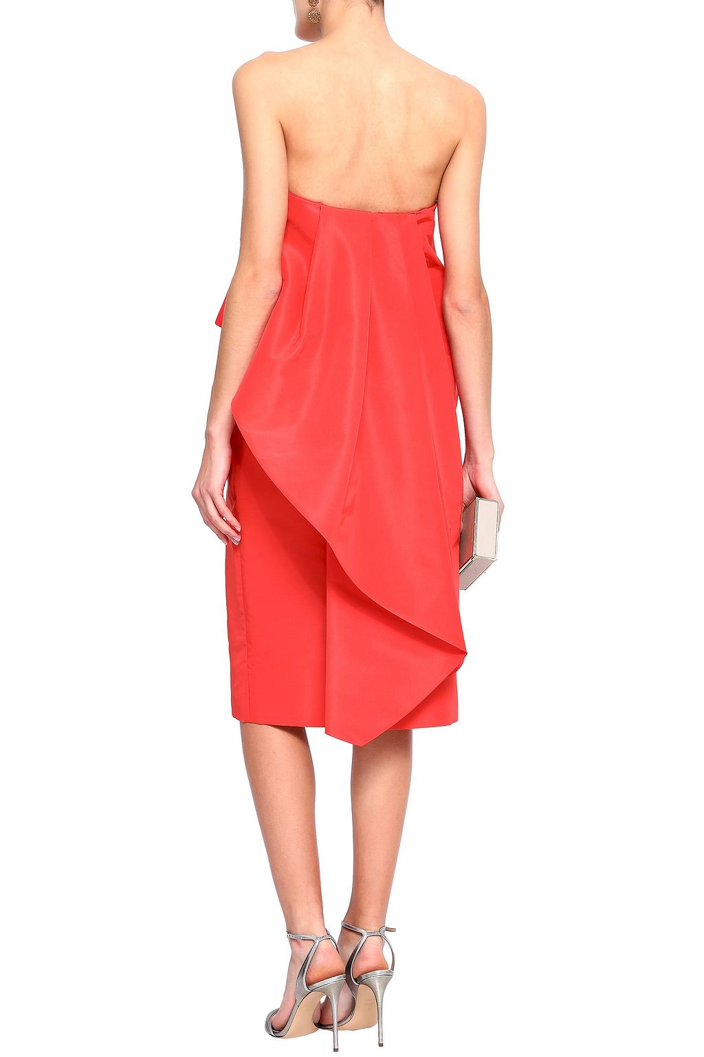 MONIQUE LHUILLIER Strapless layered silk-taffeta midi dress