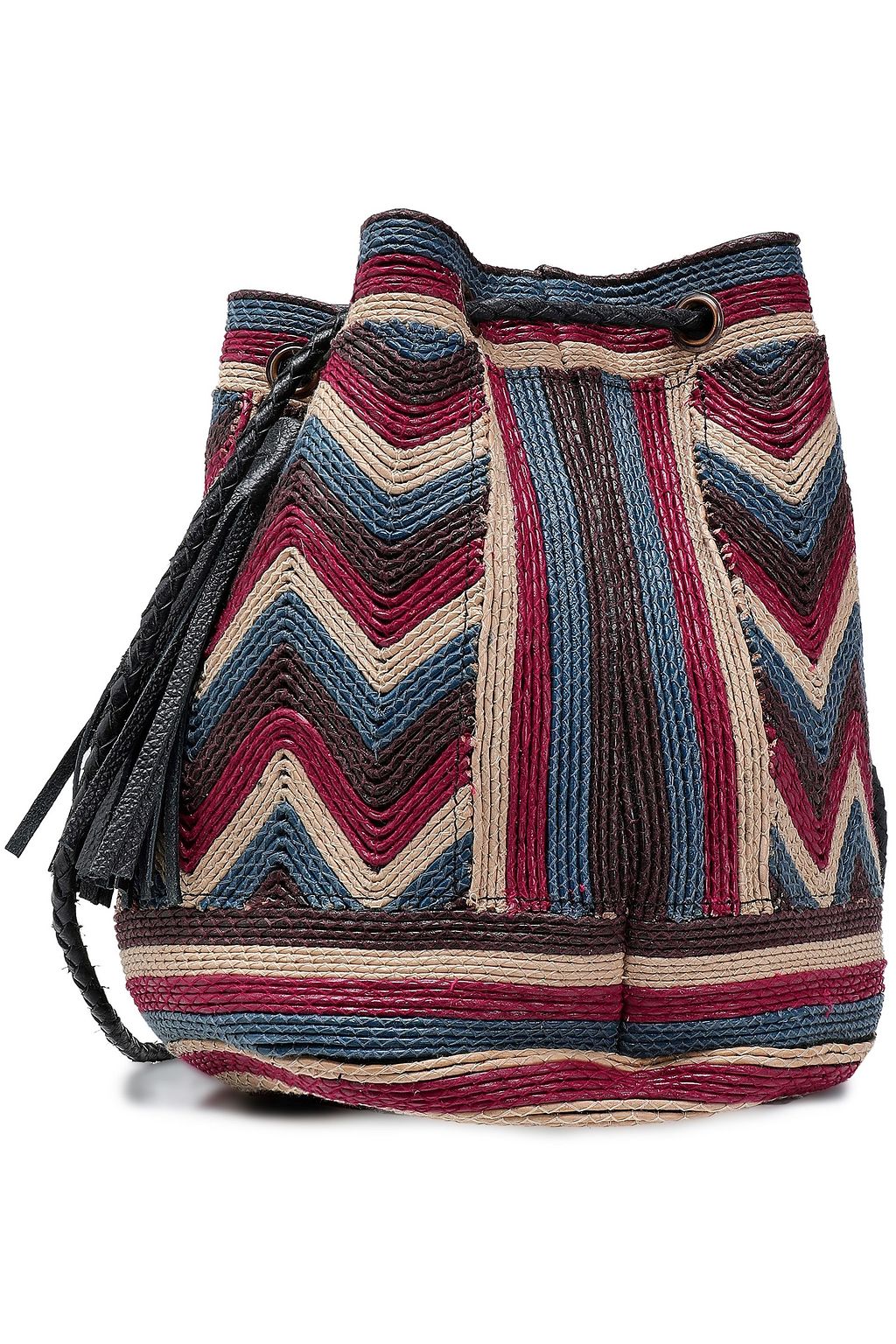 ANTIK BATIK Tikki embroidered leather bucket bag
