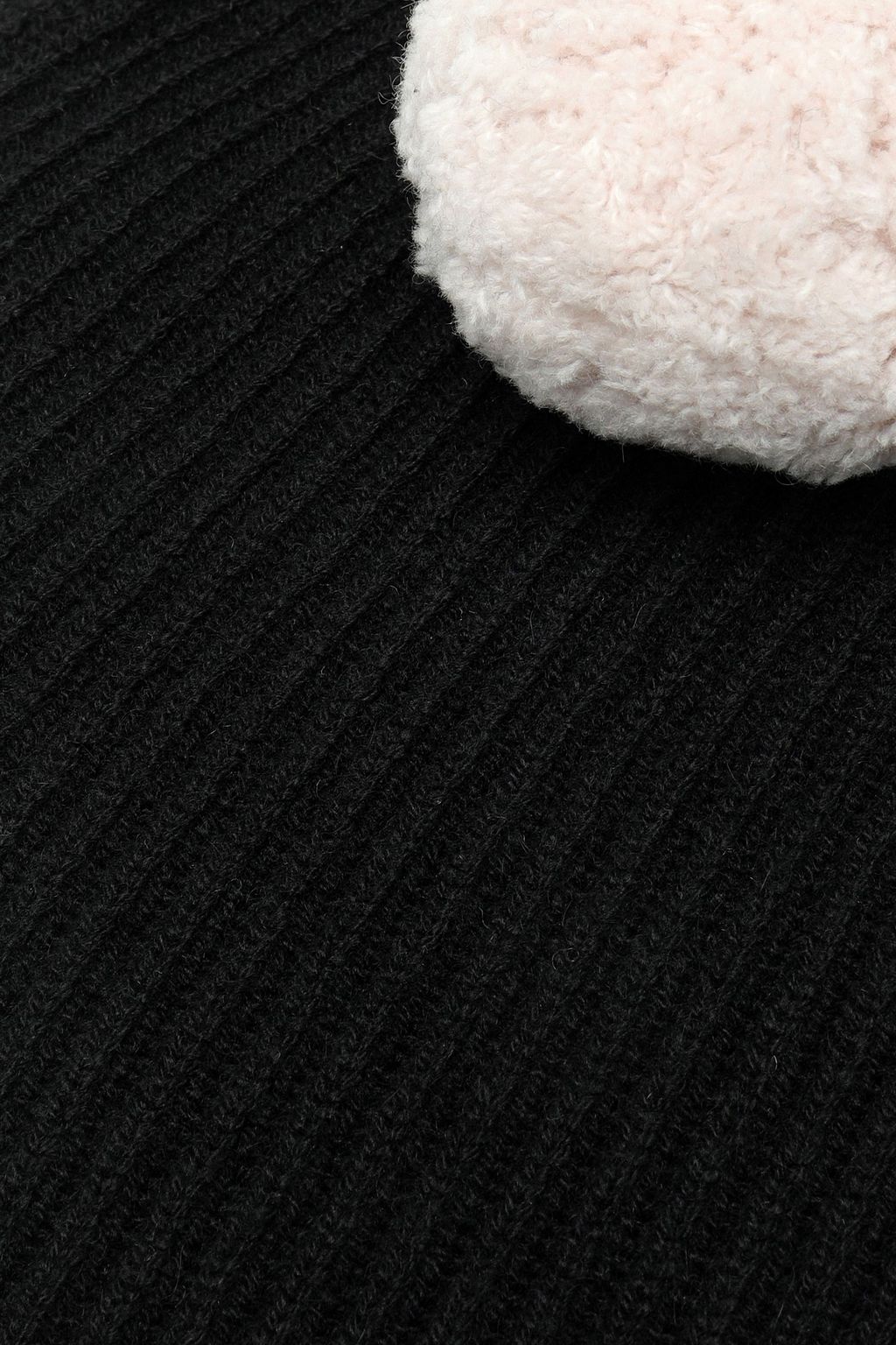 DUFFY Pompom-embellished ribbed cashmere beanie
