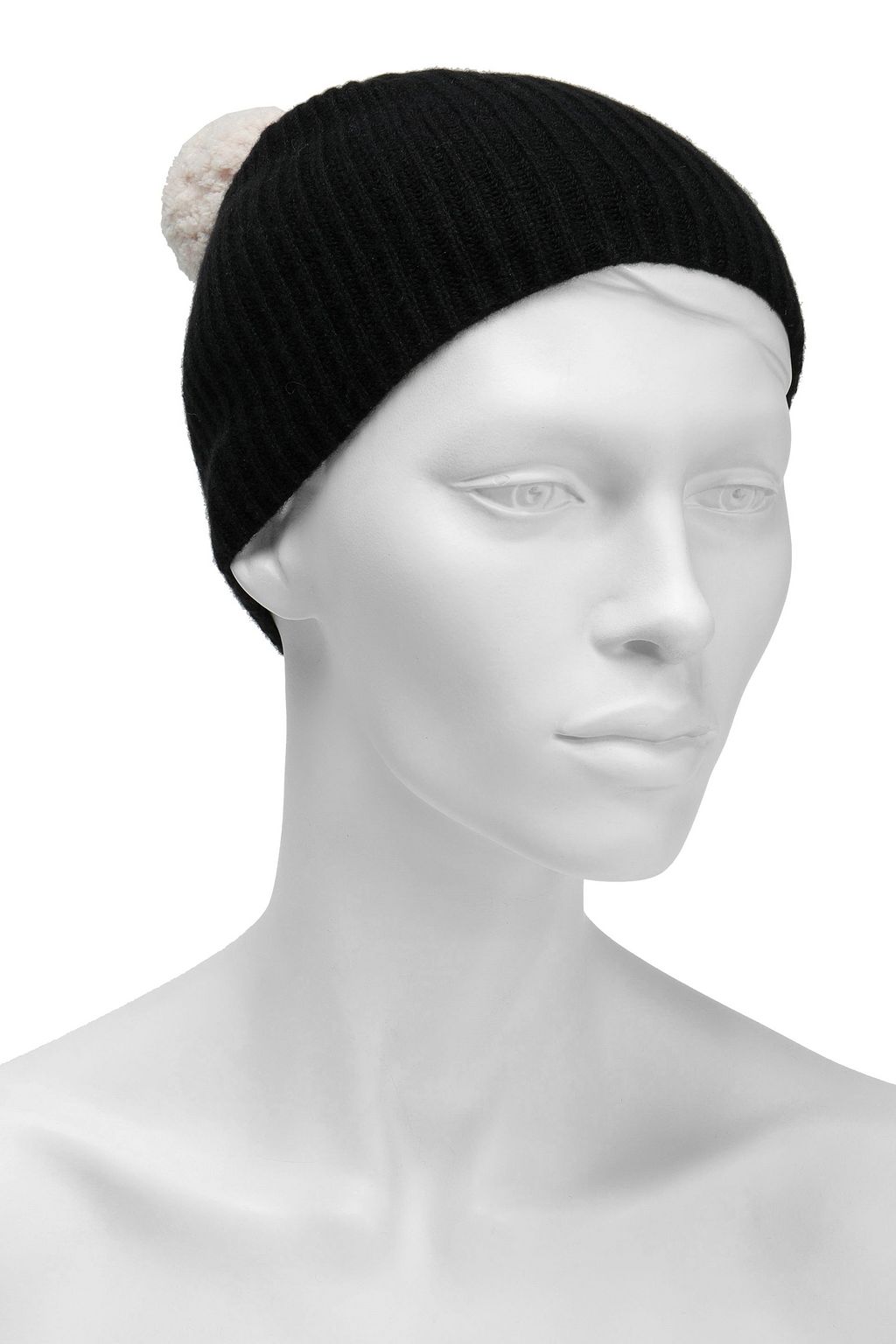 DUFFY Pompom-embellished ribbed cashmere beanie