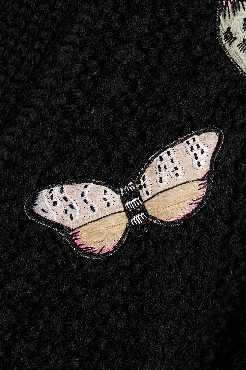 VALENTINO GARAVANI Appliquéd cable-knit wool cardigan