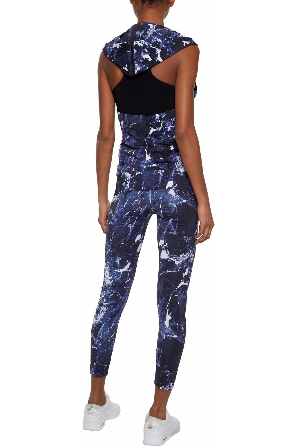 NORMA KAMALI Open-back printed stretch-jersey hoodie