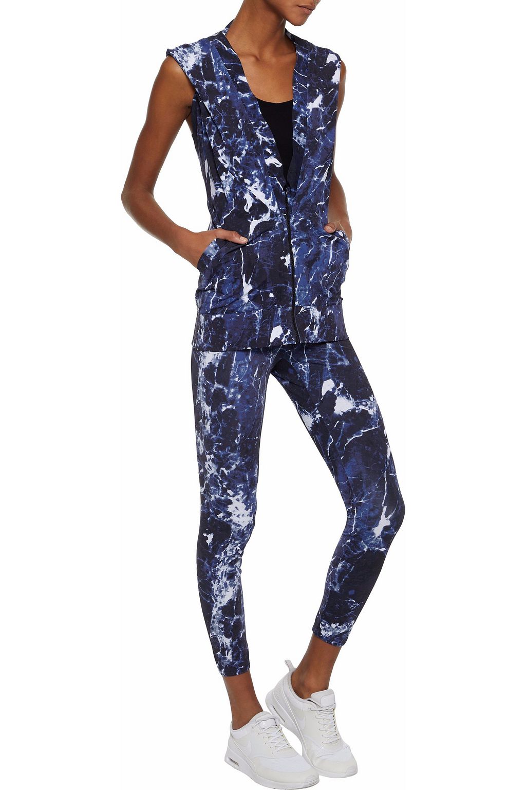 NORMA KAMALI Open-back printed stretch-jersey hoodie