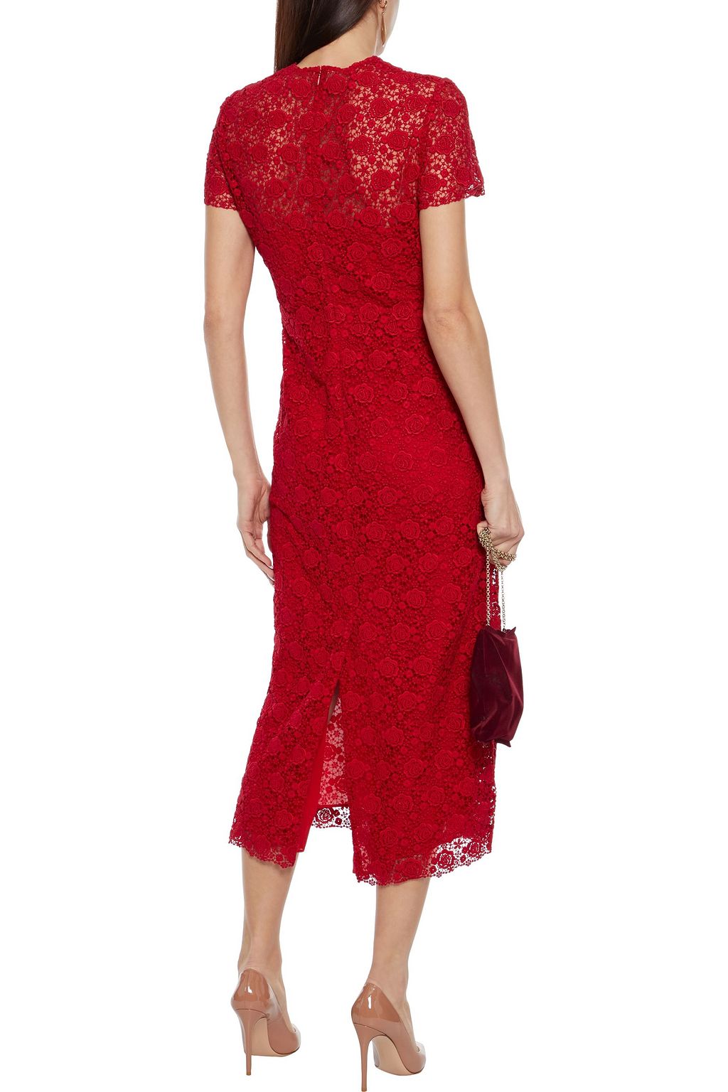 VALENTINO GARAVANI Cotton-blend guipure lace midi dress