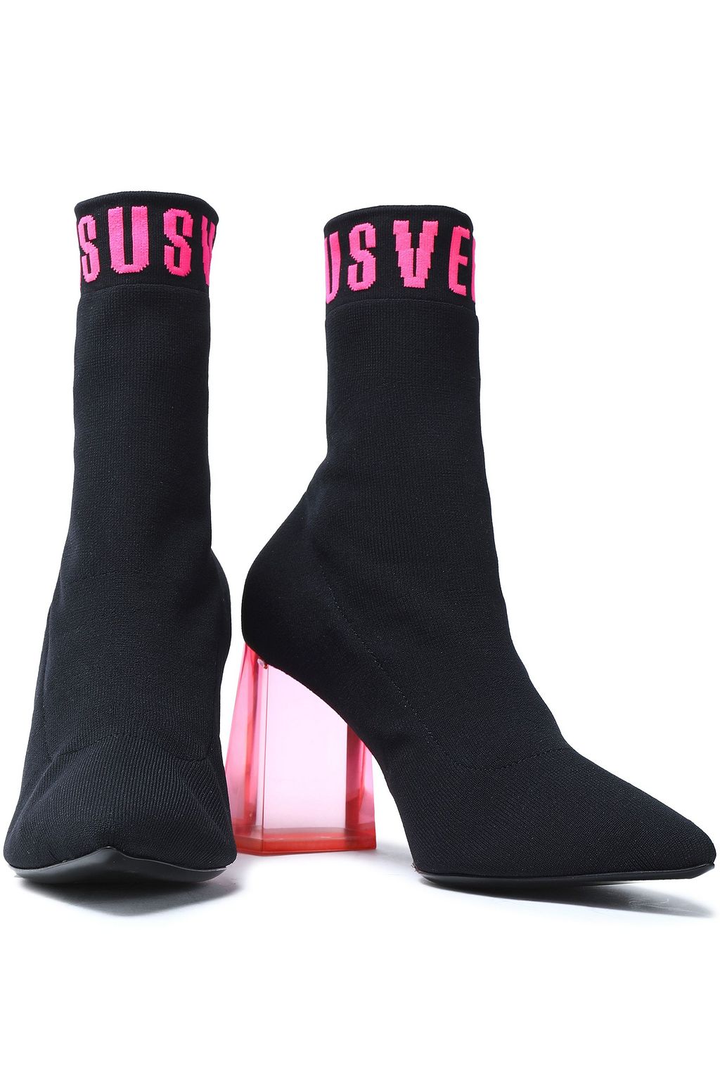 VERSUS VERSACE Printed stretch-knit sock boots