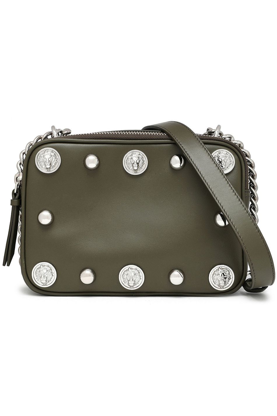 Army Green Studded Leather Shoulder Bag Sale Up To 70 Off The