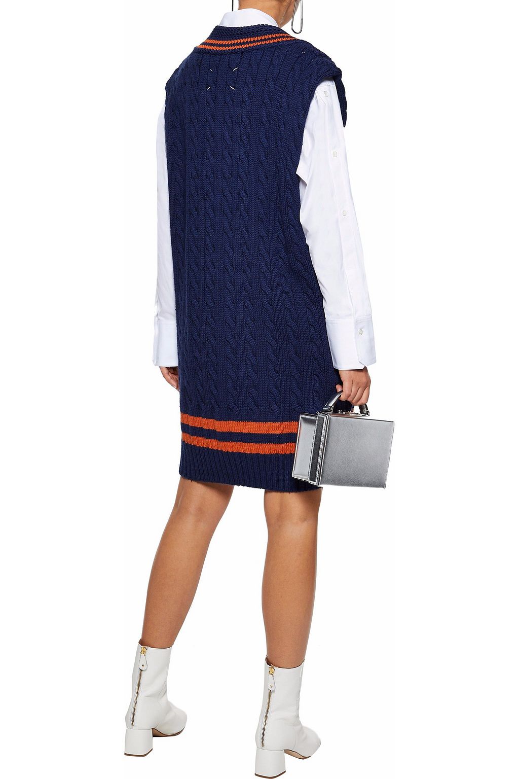 MAISON MARGIELA Oversized cable-knit wool and cotton-blend mini dress