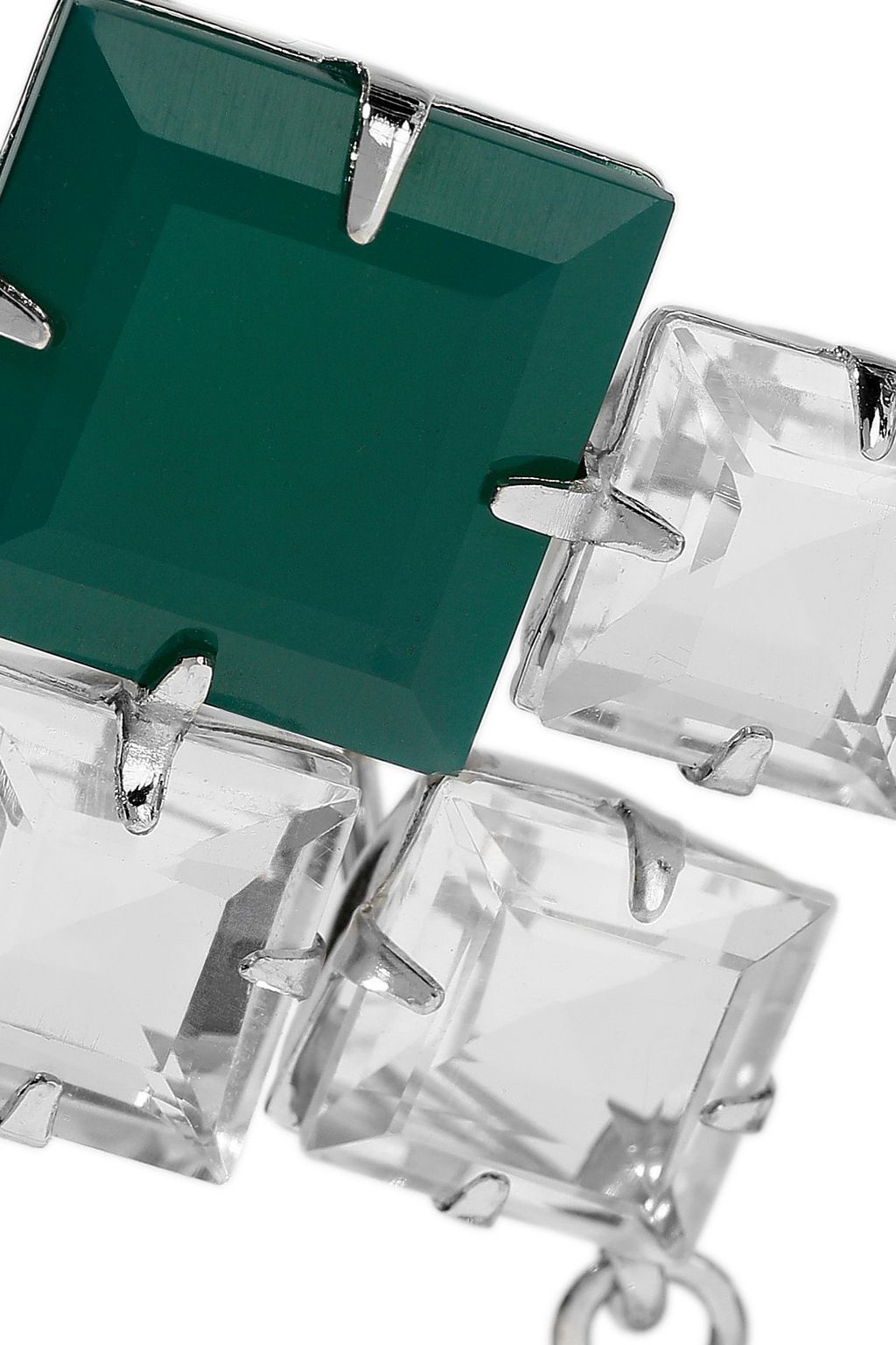 BOUNKIT Convertible silver-tone, onyx and quartz earrings
