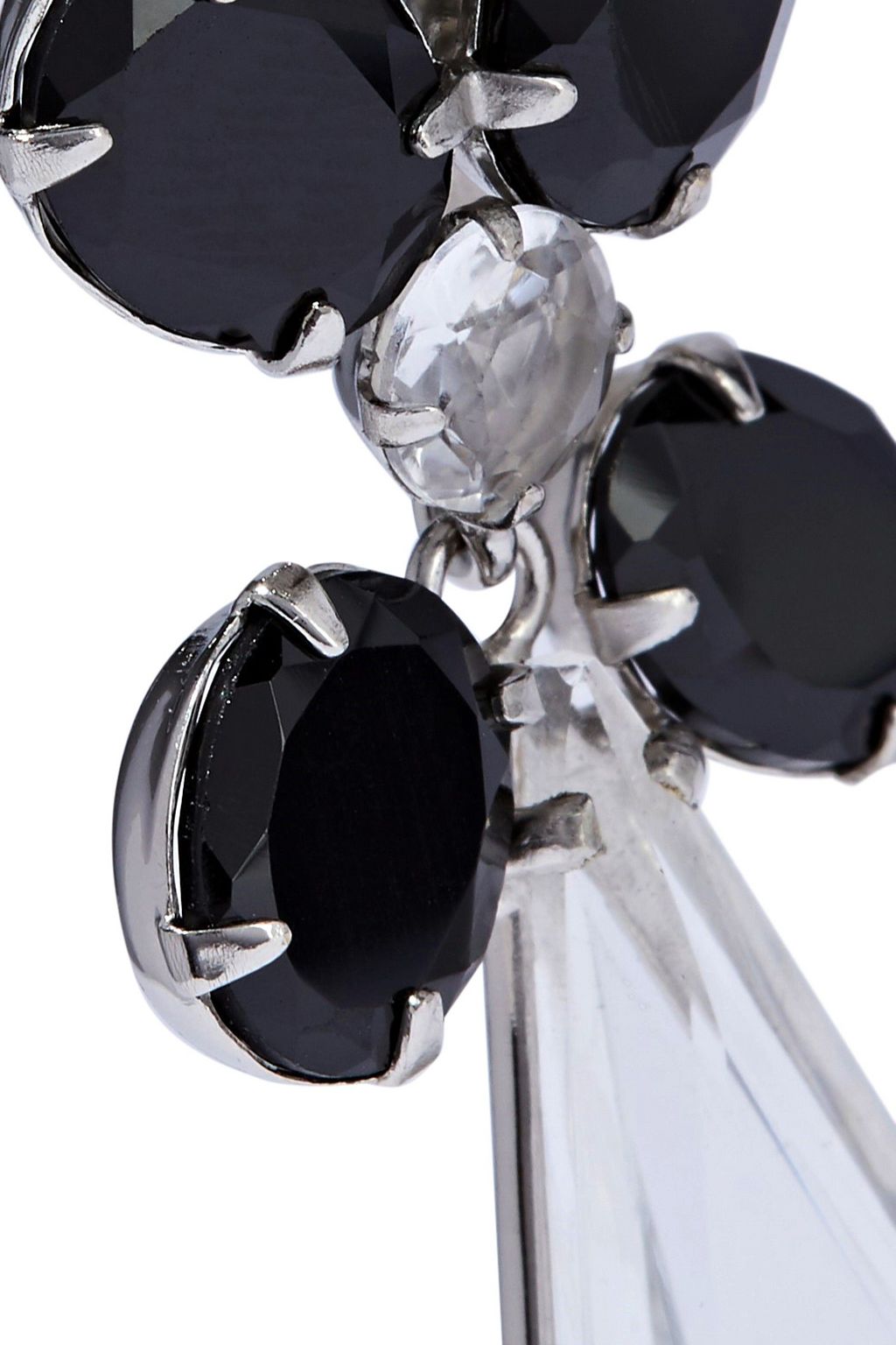 BOUNKIT Convertible silver-tone onyx and quartz earrings