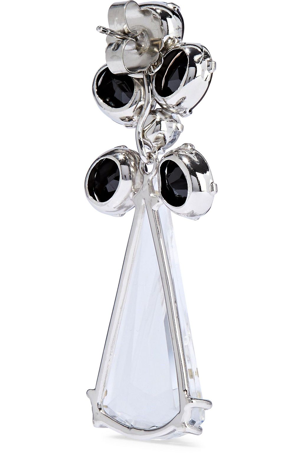 BOUNKIT Convertible silver-tone onyx and quartz earrings