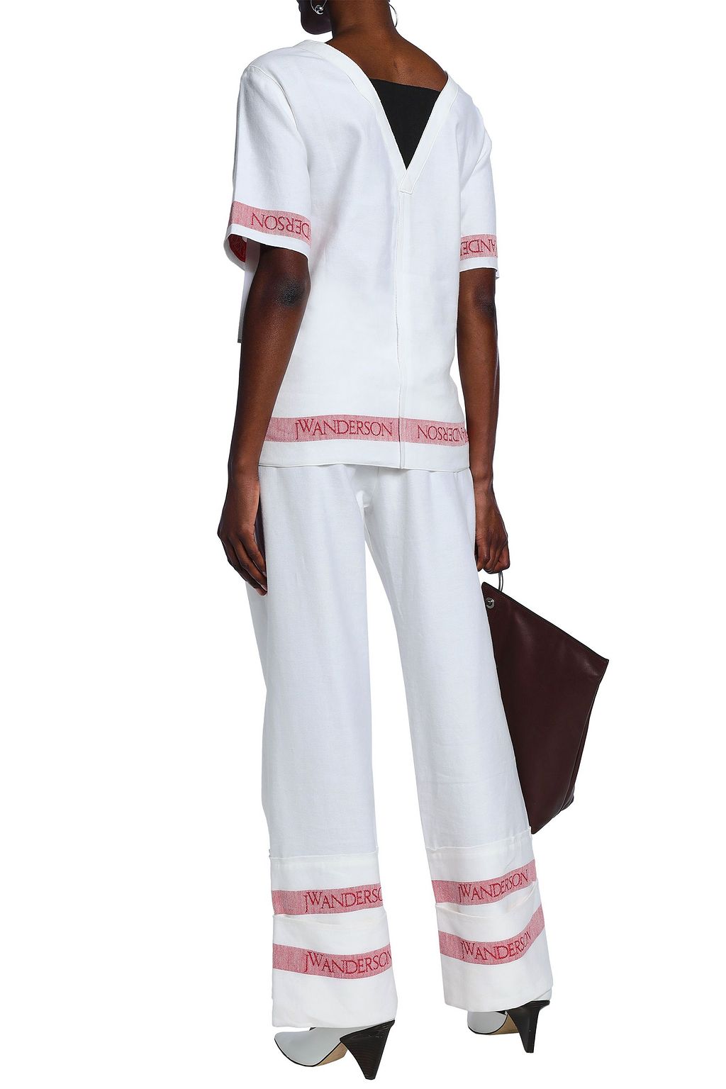 JW ANDERSON Paneled linen-jacquard top